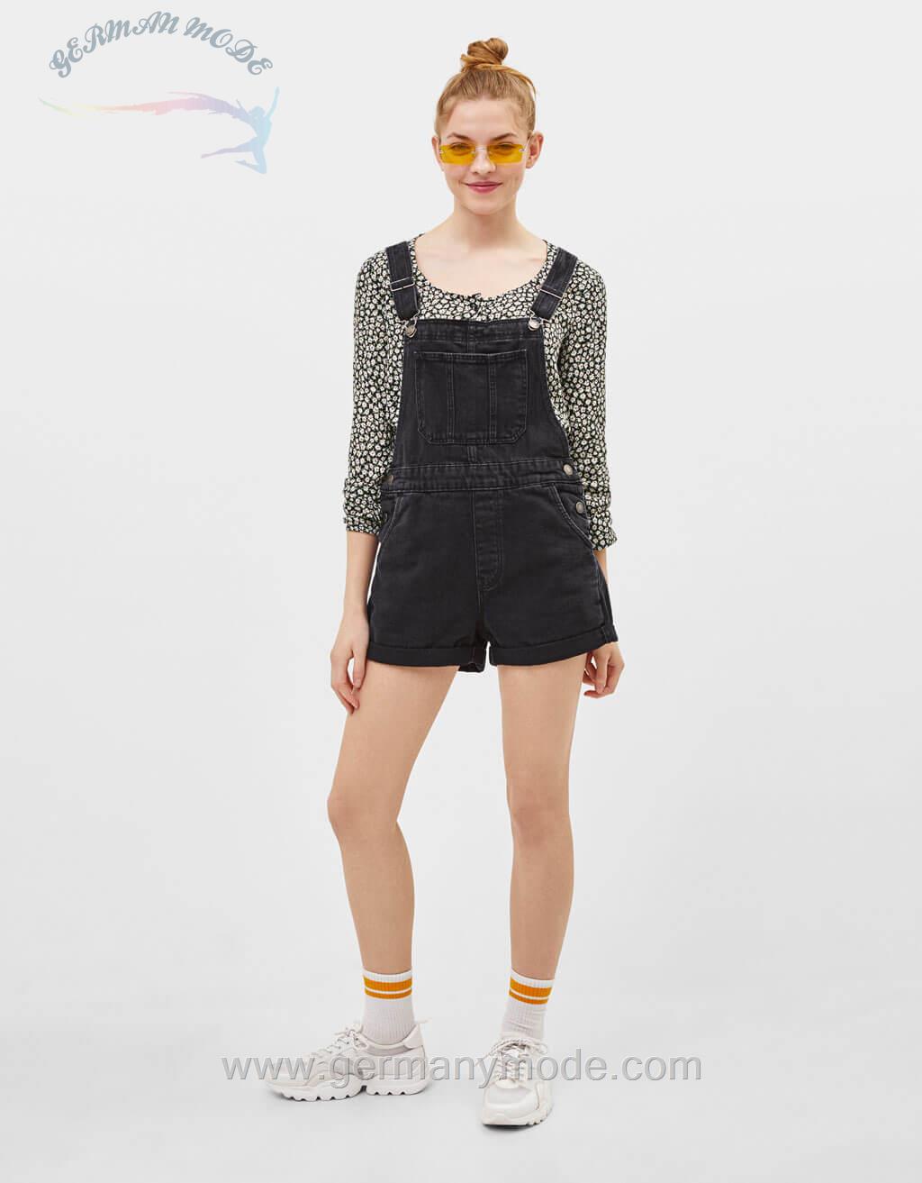 سرهمی جین زنانه برشکا اسپانیا Kurze Denim-Latzhose