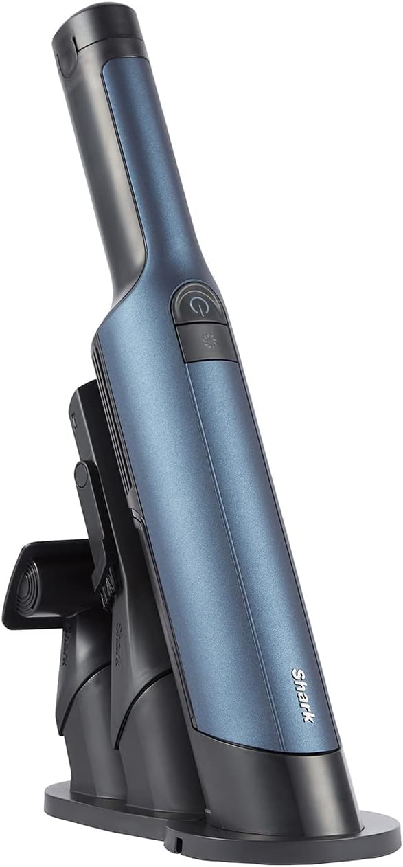 جارو شارژی دستی شارک آمریکا Shark WandVac 2.0، کوچک و سبک، جارو برقی دستی قدرتمند با برس گرد و غبار/ابزار شکاف و اتصال چند سطحی، ایستگاه شارژ، آبی WV270EU