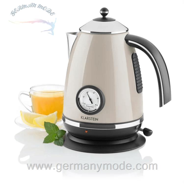 کتری برقی 1.7 لیتری کلارشتاین آلمان Klarstein Aquavita Chalet Wasserkocher 2200 watt 1,7 Ltr Champagner