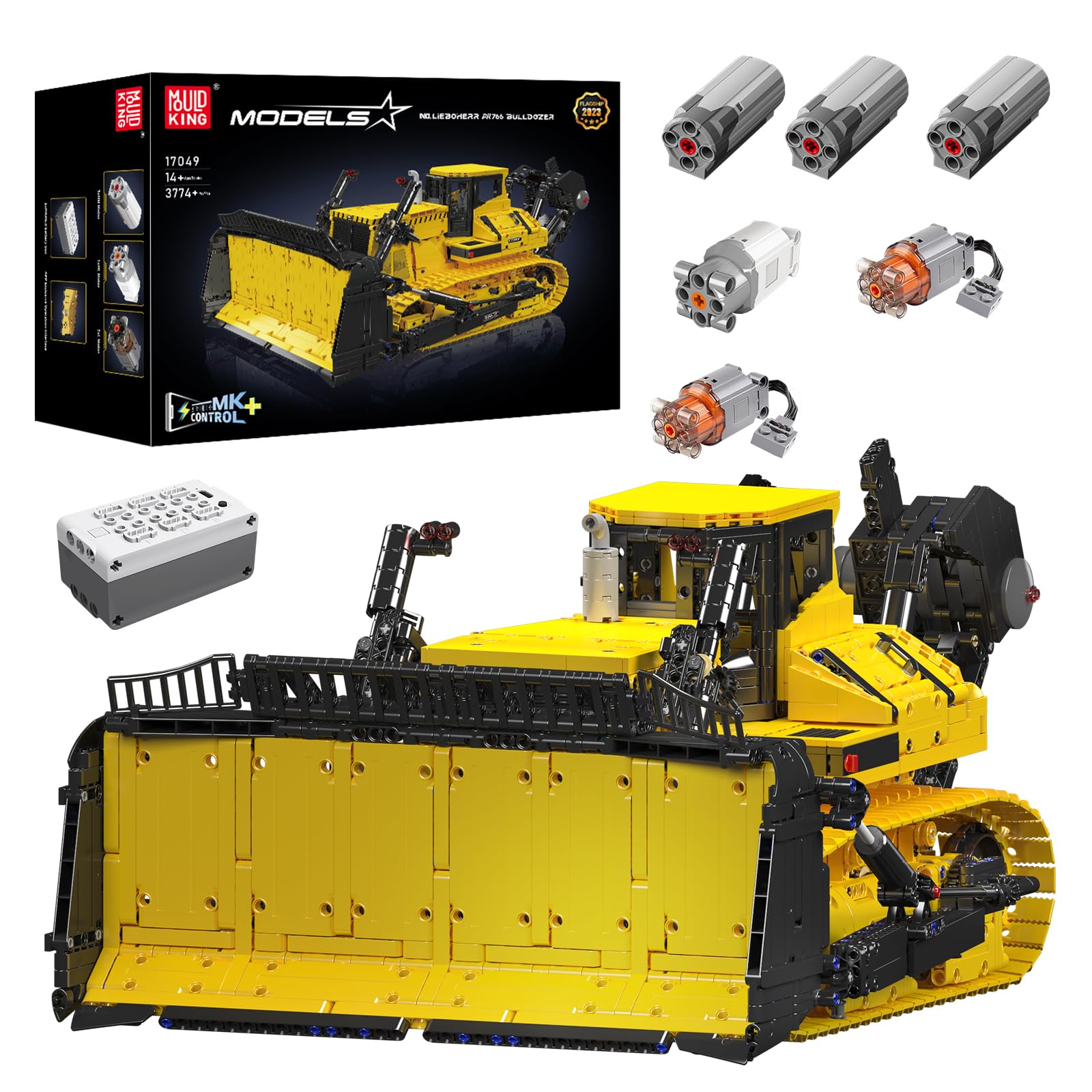 خرید از آمازون - بلوک های ساختمانی بولدوزر فناوری Mold King 17049 برای بیل مکانیکی خزنده Liebherr PR766، کامیون کنترل از راه دور APP با کیت های ساختمانی موتورز هدایای اسباب بازی برای 8+ سال (3774 قطعه) بولدوزر Liebherr