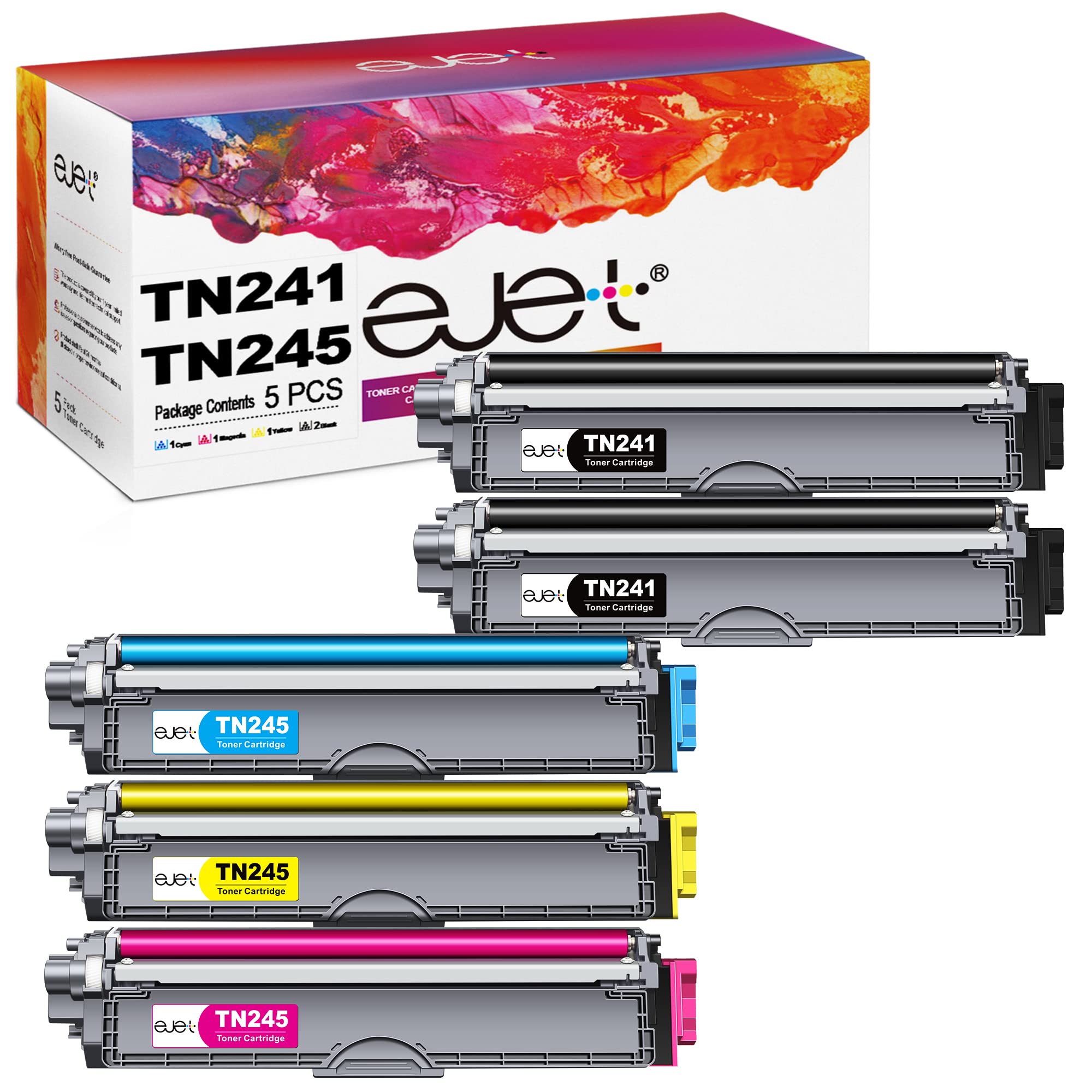 خرید از آمازون - تونر ejet TN241 TN245 سازگار برای Brother TN 241 TN-245 TN-242 TN-246 for Brother MFC 9332CDW Toner MFC-9142CDN DCP 9022CDW MFC-9332CDW MFC-9332CDW DCP-90232CDWCLTN ( N -245C/M/ Y ) 2 مشکی 1 فیروزه ای 1 سرخابی 1 زرد