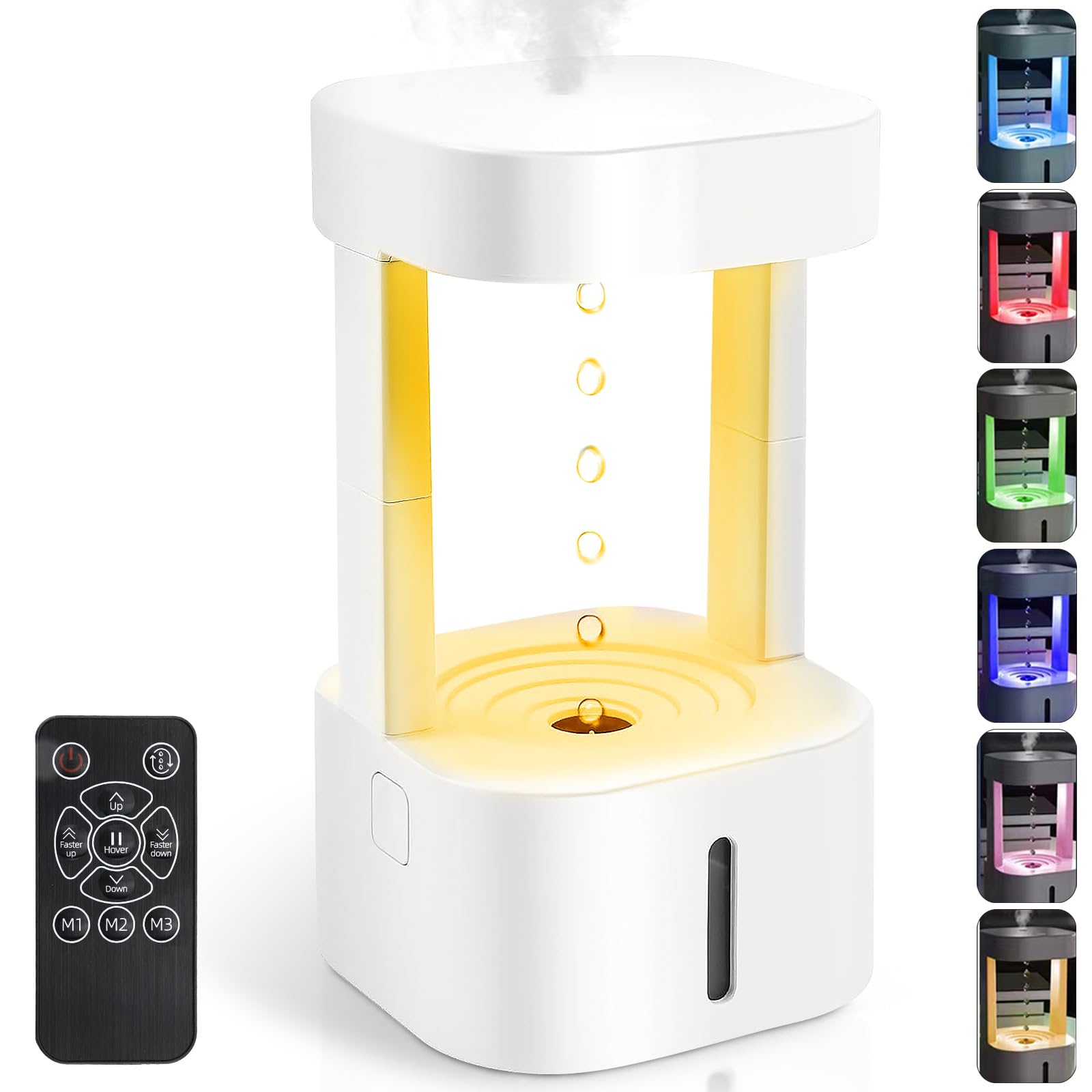 خرید از آمازون - رطوبت ساز التراسونیک 580 میلی لیتری USB Mini Humidifier با جلوه های نور افت آب ضد جاذبه، پخش کننده هوا با LED، خاموش شدن خودکار برای رطوبت ساز هوای اتاق خواب آپارتمان خانگی