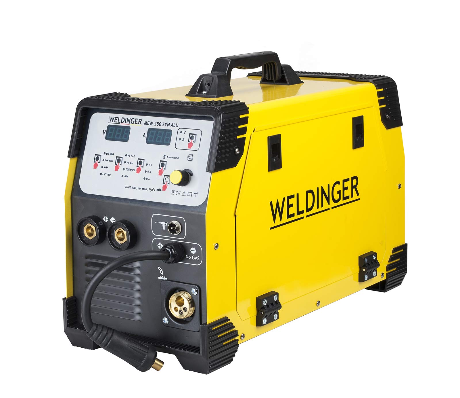 خرید از آمازون - اینورتر جوشکاری سینرژیک WELDINGER MEW 250 SYN Alu MIG جوشکاری آلومینیوم (250 A MIG/MAG TIG electrode MMA) 5 سال گارانتی 250 A (MB 250)
