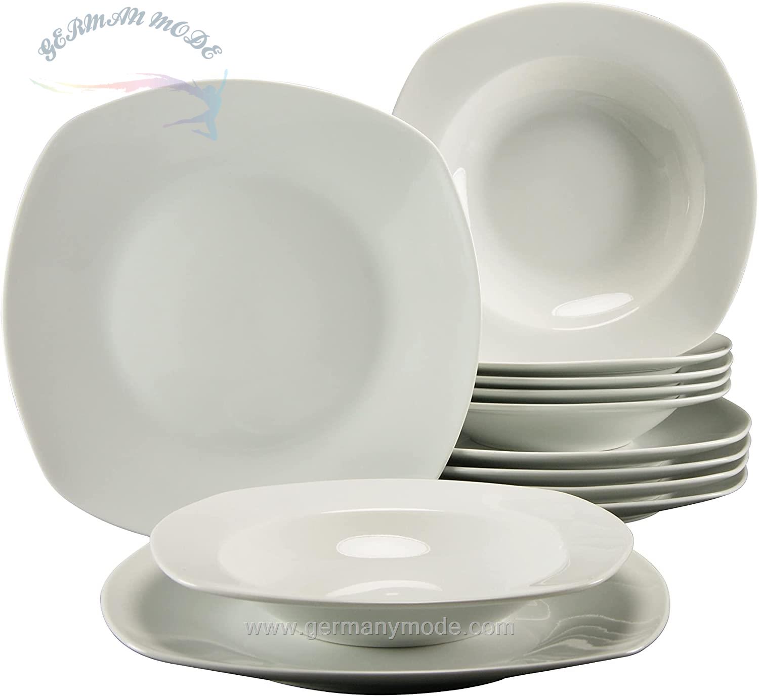 سرویس غذاخوری چینی 12 پارچه 6 نفره کراتیبل CreaTable Tafelservice Amelie (12-tlg), Porzellan, Service, weiß