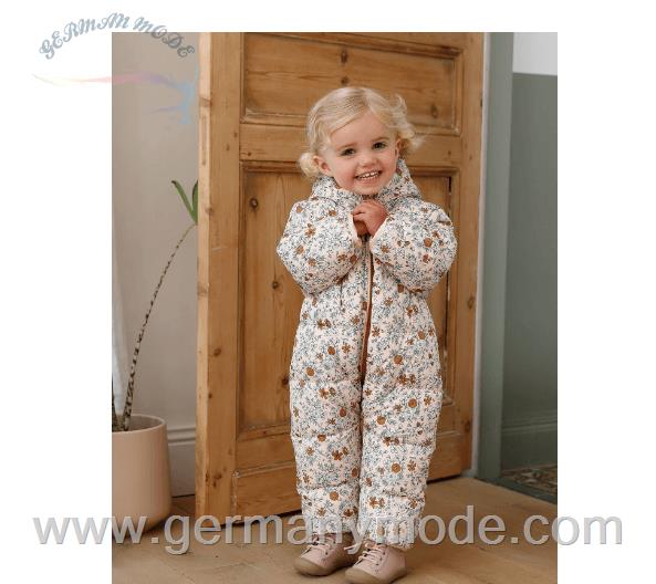 کاپشن سرهمی کودک ورت فرانسه Vertbaudet Mädchen Baby Overall Blumen - zartrosa bedruckt