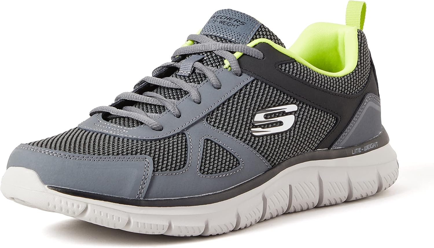 کتانی مردانه Skechers Herren Track Bucolo Sneakers 42 EU زغالی مشکی چرم مشکی تریم آهکی