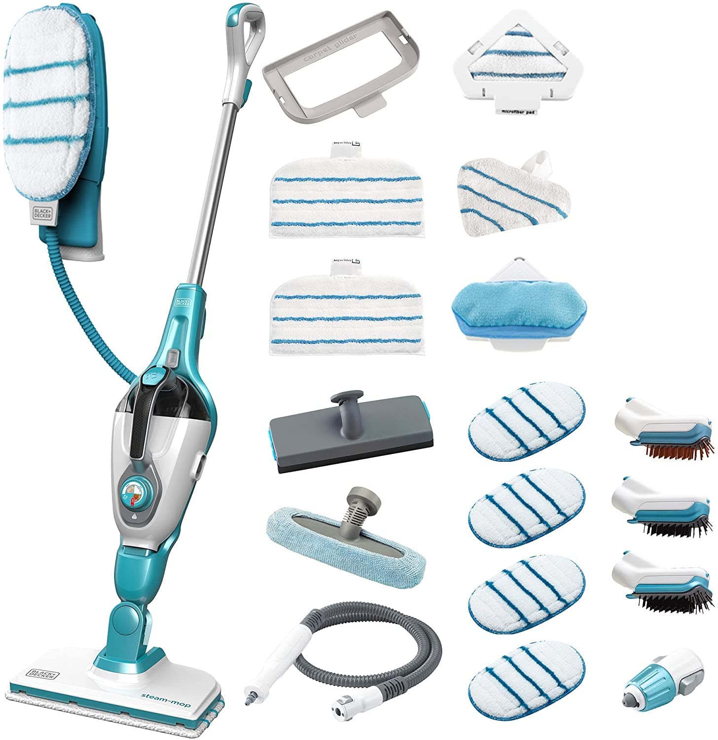 بخارشوی بلک اند دکر آمریکا و دستکش بخار 17 در1 Black+Decker SteaMitt FSMH1321JMD (1300W، پاک کننده کف، منسوجات و اثاثه یا لوازم داخلی - طراوت - تنظیم خودکار مقدار بخار)