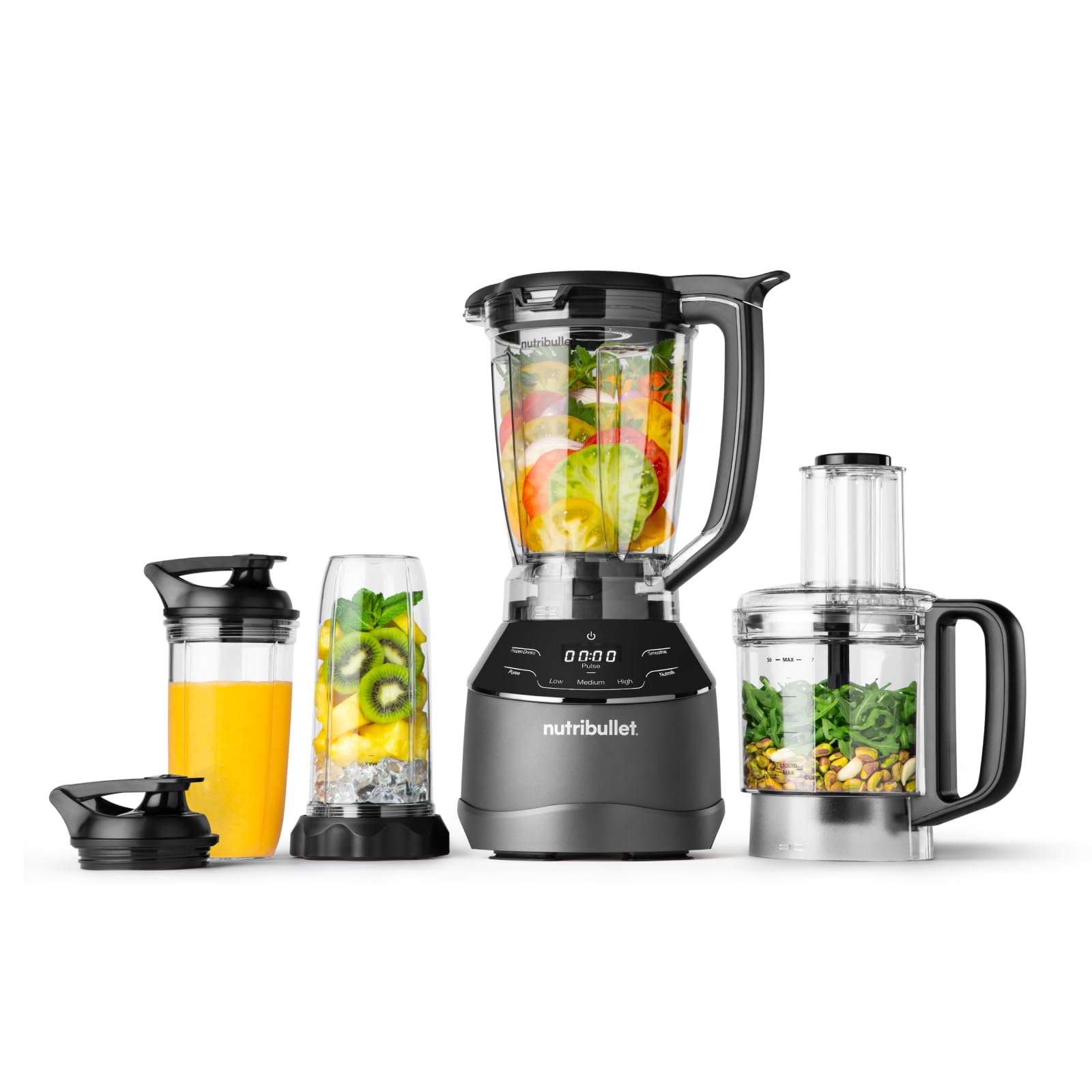 مخلوط کن کامل نوتری‌ بولت آمریکا Nutribullet، همزن برقی، خردکن چند منظوره، حرفه ای، قدرت ۱۲۰۰ وات، پارچ ۱.۸۹ لیتری، لیوان های ۹۴۶ میلی لیتری و ۷۱۰ میلی لیتری، مشکی، NBF500MB مشکی ۱۵۰۰ وات