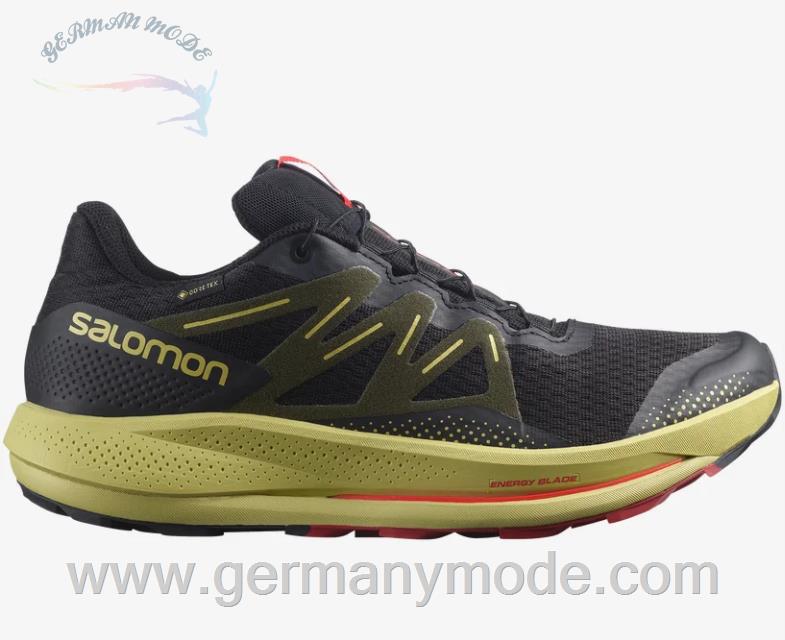 کتانی پیاده روی مردانه سالامون فرانسه SALOMON PULSAR TRAIL GORE-TEX Trailrunning-Schuhe Herren Black / Leek Green / Poppy Red