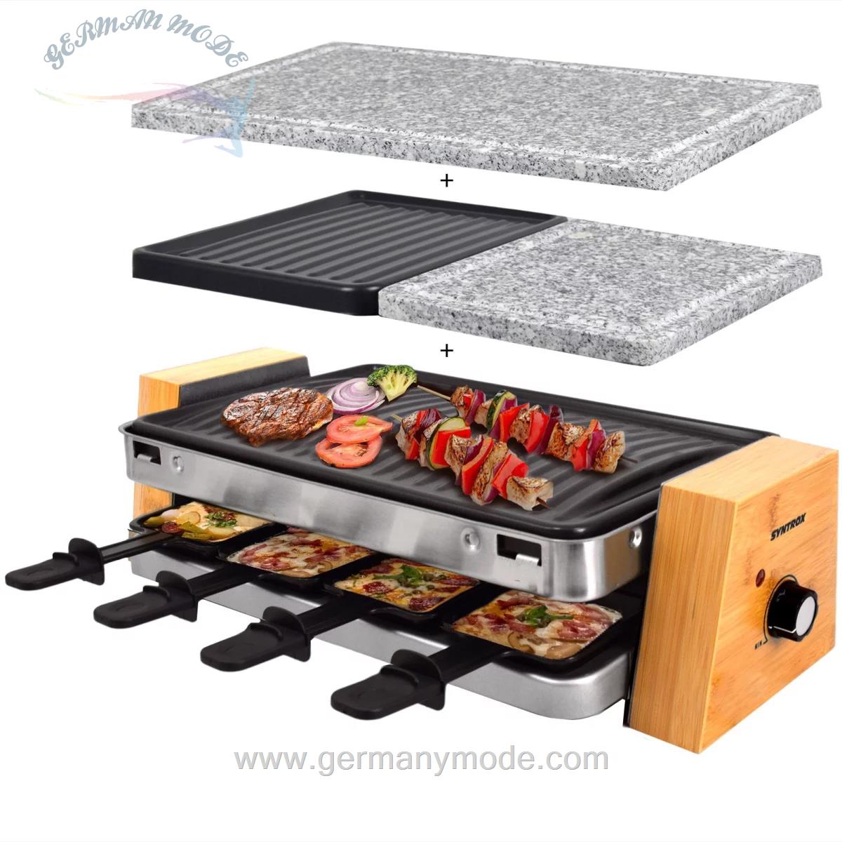 گریل راکلت پز سینتروکس آلمان Syntrox Germany Raclette Grill Set Lugano mit Wechselplatten