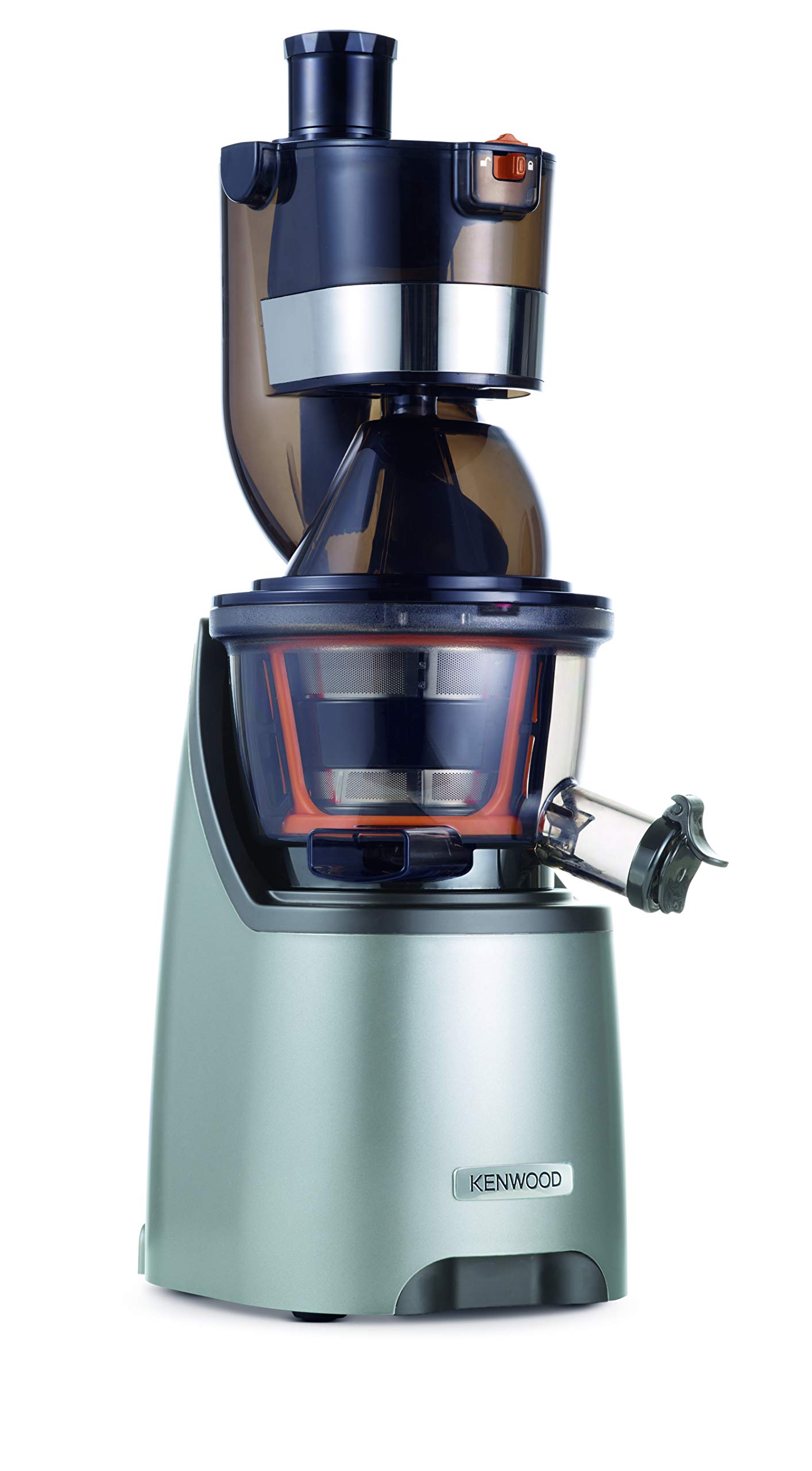 خرید از آمازون - Kenwood PureJuice Pro Entsafter JMP800SI, Slow Juicer für selbstgemachte Säfte, XXL-Einfüllöffnung für ganze Früchte, mit niedriger Drehzahl für den Erhalt wichtiger Vitamine, 240 Watt, Silber