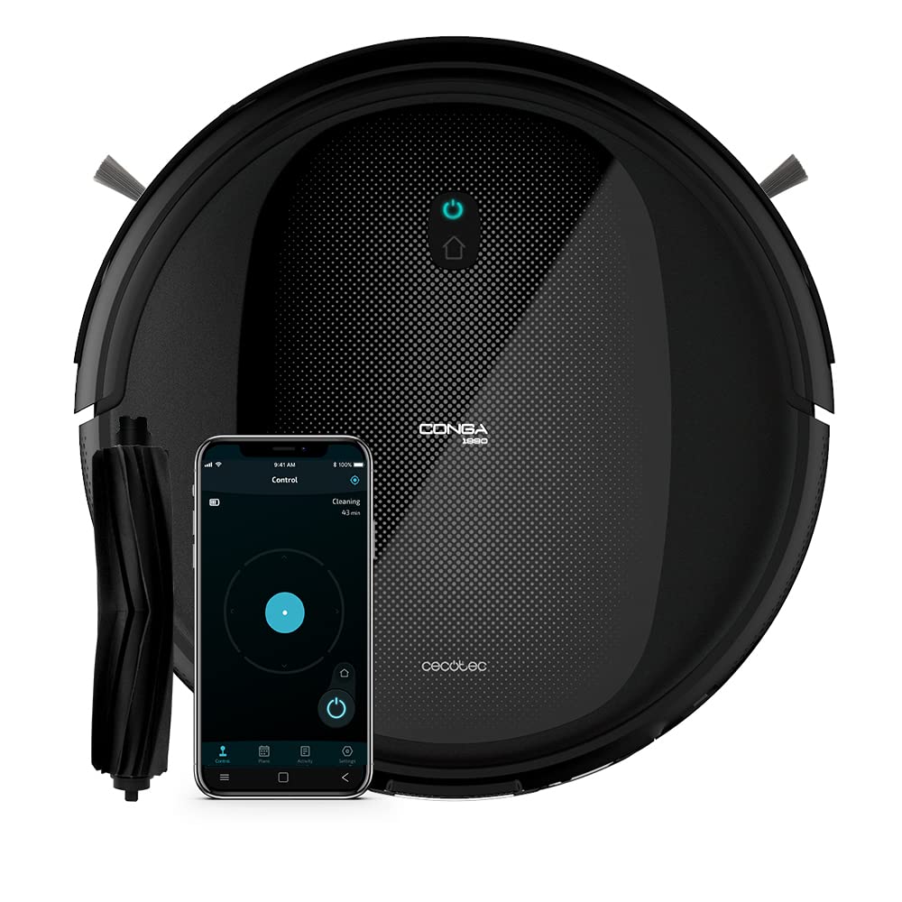 جارو رباتیک سکوتک اسپانیا Cecotec مدل Conga 1990 Connected تی و تمیز کردن، الکسا و گوگل هوم، برس مخصوص حیوانات خانگی، تی هوشمند