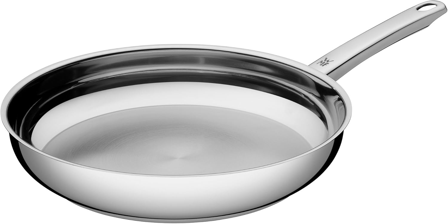 ماهیتابه القایی WMF Profi 28 سانتی متری، ماهیتابه استیل ضد زنگ بدون پوشش، استیل ضد زنگ Cromargan، مقاوم در برابر فر