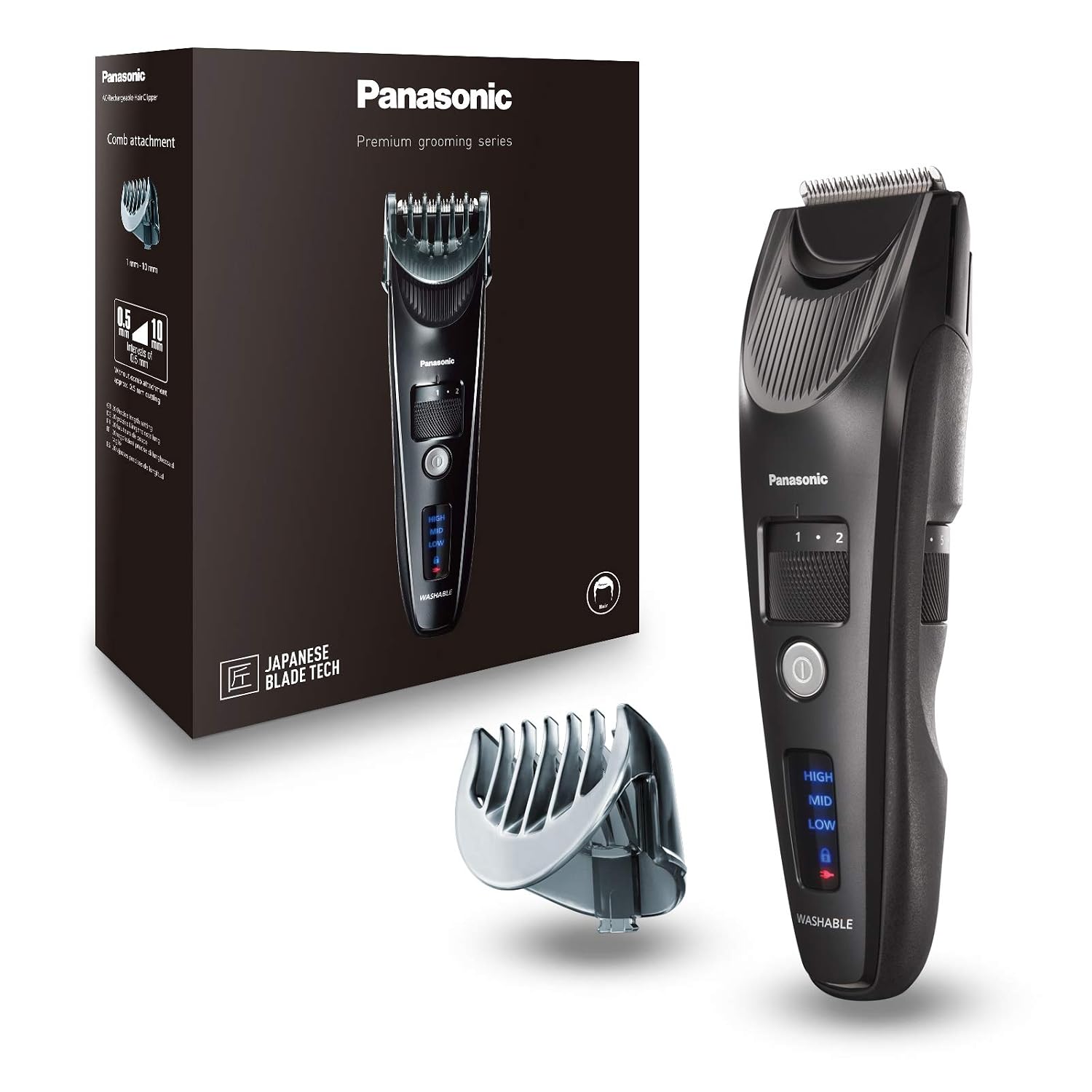 ماشین اصلاح پاناسونیک Panasonic ER-SC40K803، موبر ضد آب قابل حمل، تیغه های پیشرفته، 20 طول، 1 اتصال، بی سیم و سیمی، نشانگر LED باتری، مشکی