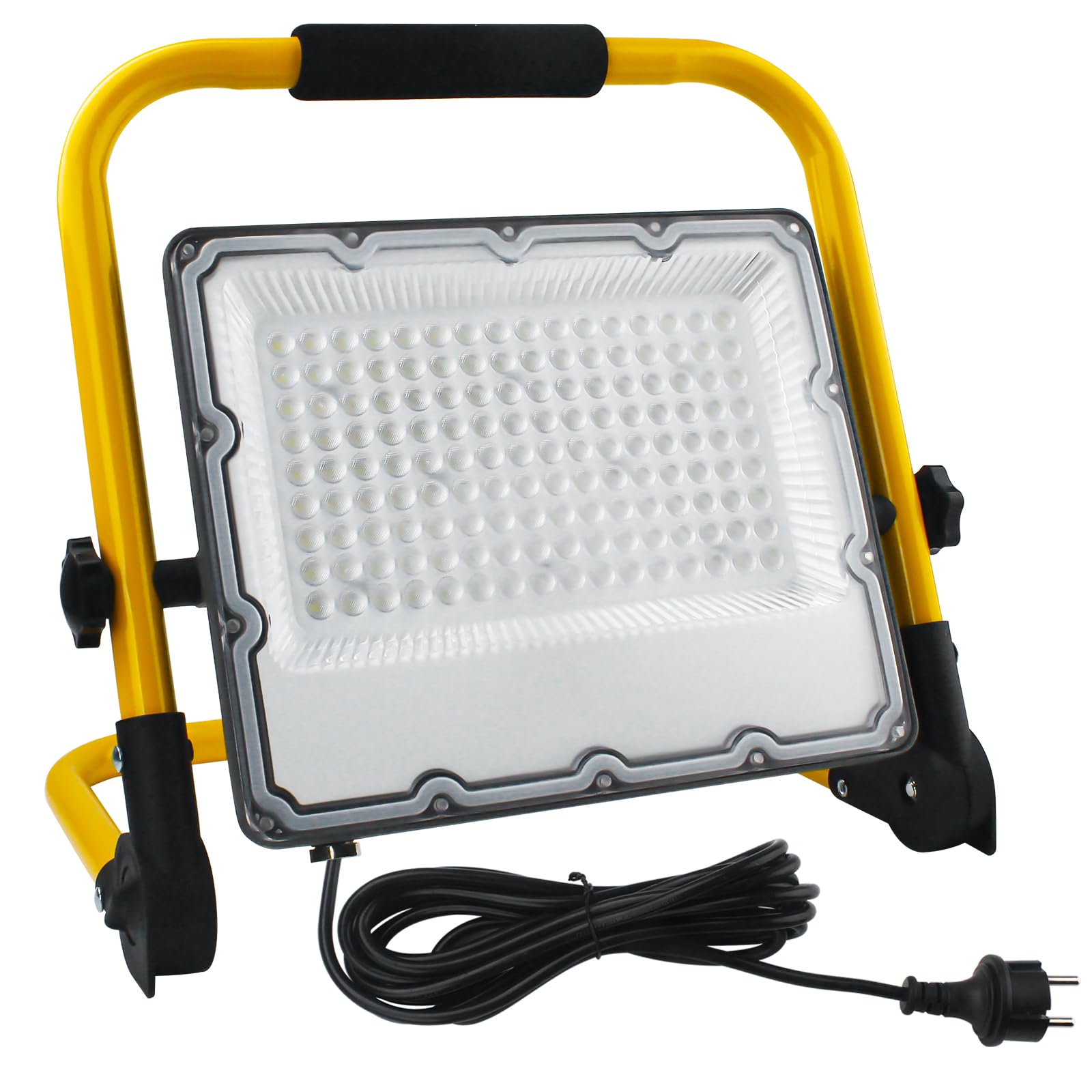 نورافکن ساخت و ساز LED OUSIDE 100W با کابل 4M، چراغ کار LED ضد آب IP66 با دوشاخه Schuko برای کارگاه، تعمیر و نگهداری یا ساخت و ساز، نور سفید سرد 6500K، 10000LM 100W (1 قطعه)