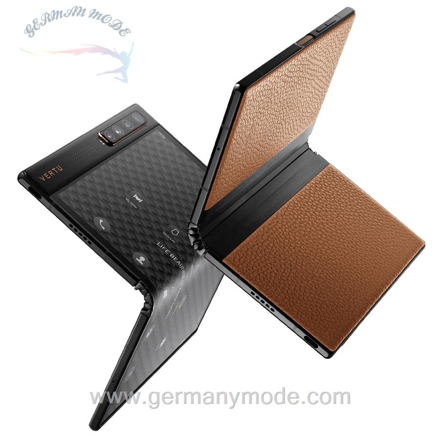 گوشی موبایل تاشو ورتو انگستان VERTU FOLD 5G Calf Leather Cappuccino