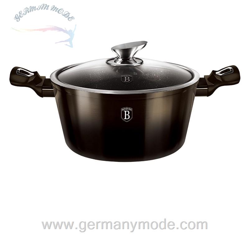 قابلمه 20 سانت درب دار برلینگر هاوس مجارستان BerlingerHaus CASSEROLE 20 CM BERLINGER HAUS BH/6604 METALLIC LINE SHINY BLACK EDITION