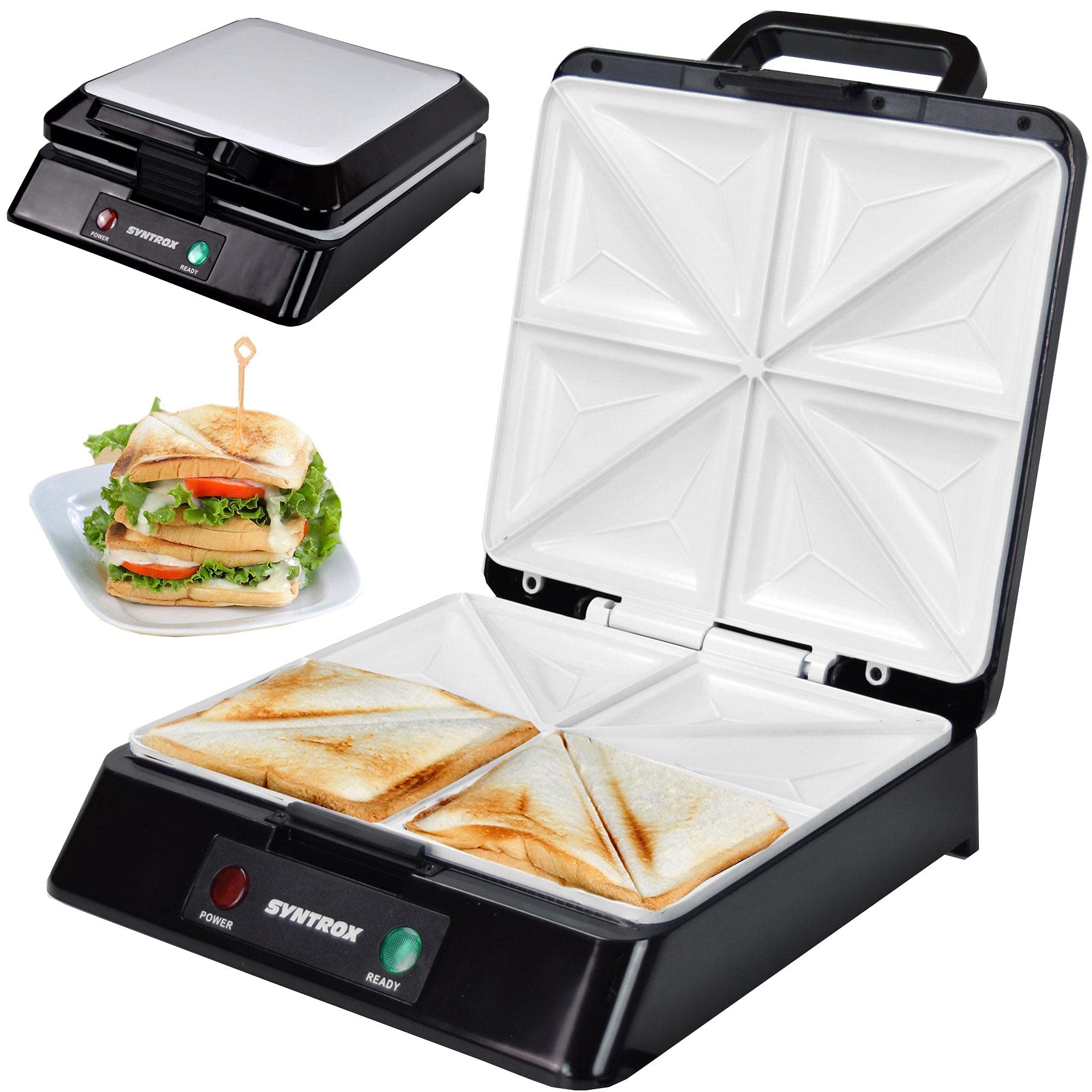 خرید از آمازون - ساندویچ ساز Syntrox آلمان SM-2000W XXL با روکش سرامیکی برای تهیه 4 ساندویچ همزمان