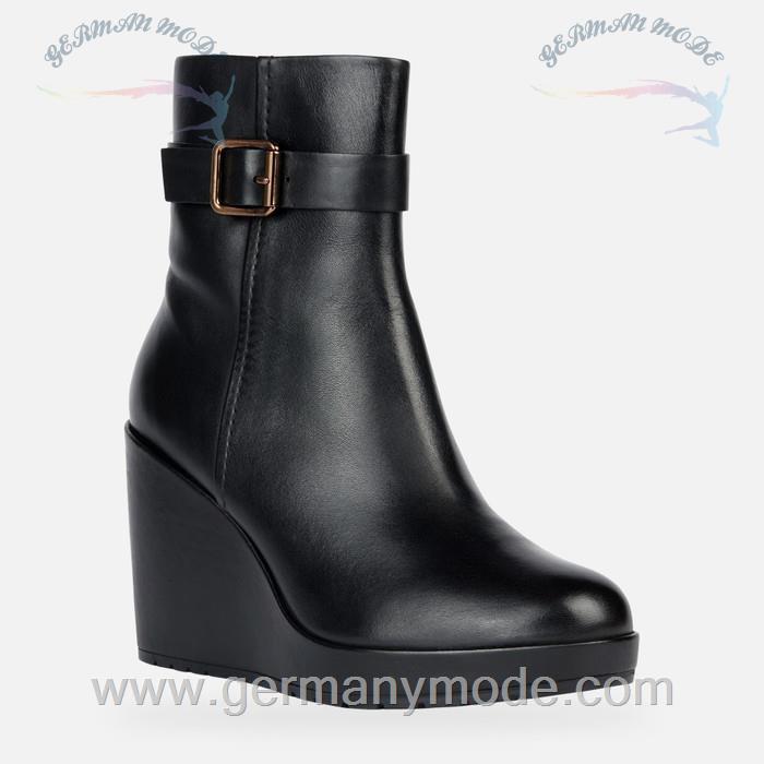 نیم بوت زنانه جی اوکس ایتالیا GEOX STIEFELETTEN MIT KEILABSATZ Manilva Dame Schwarz