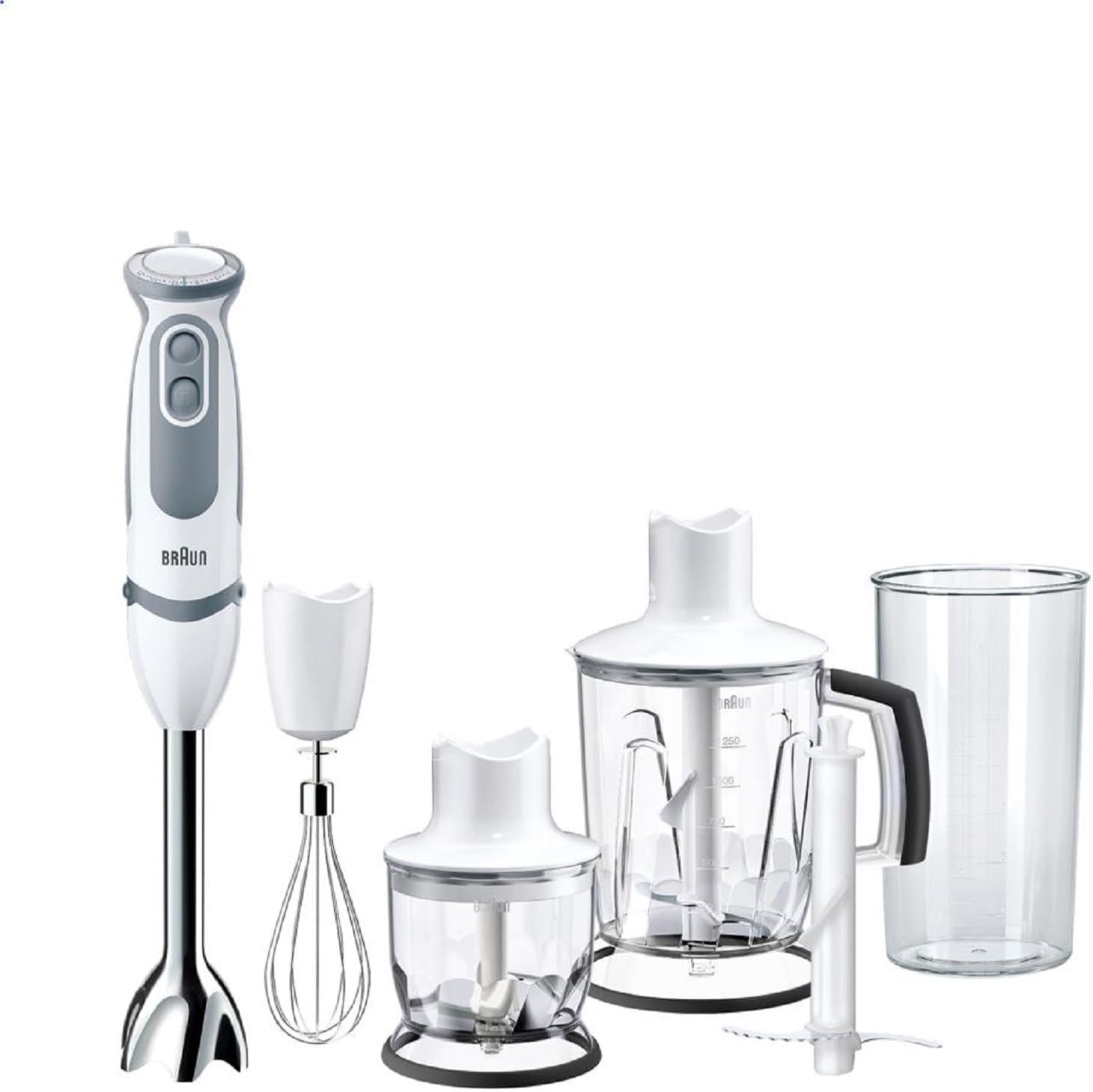 گوشت کوب برقی براون آلمان Braun MQ 5245WH مخلوط کن دستی با پایه بلندر از جنس استنلس استیل، 1000 وات، شامل مجموعه لوازم جانبی 4 تکه
