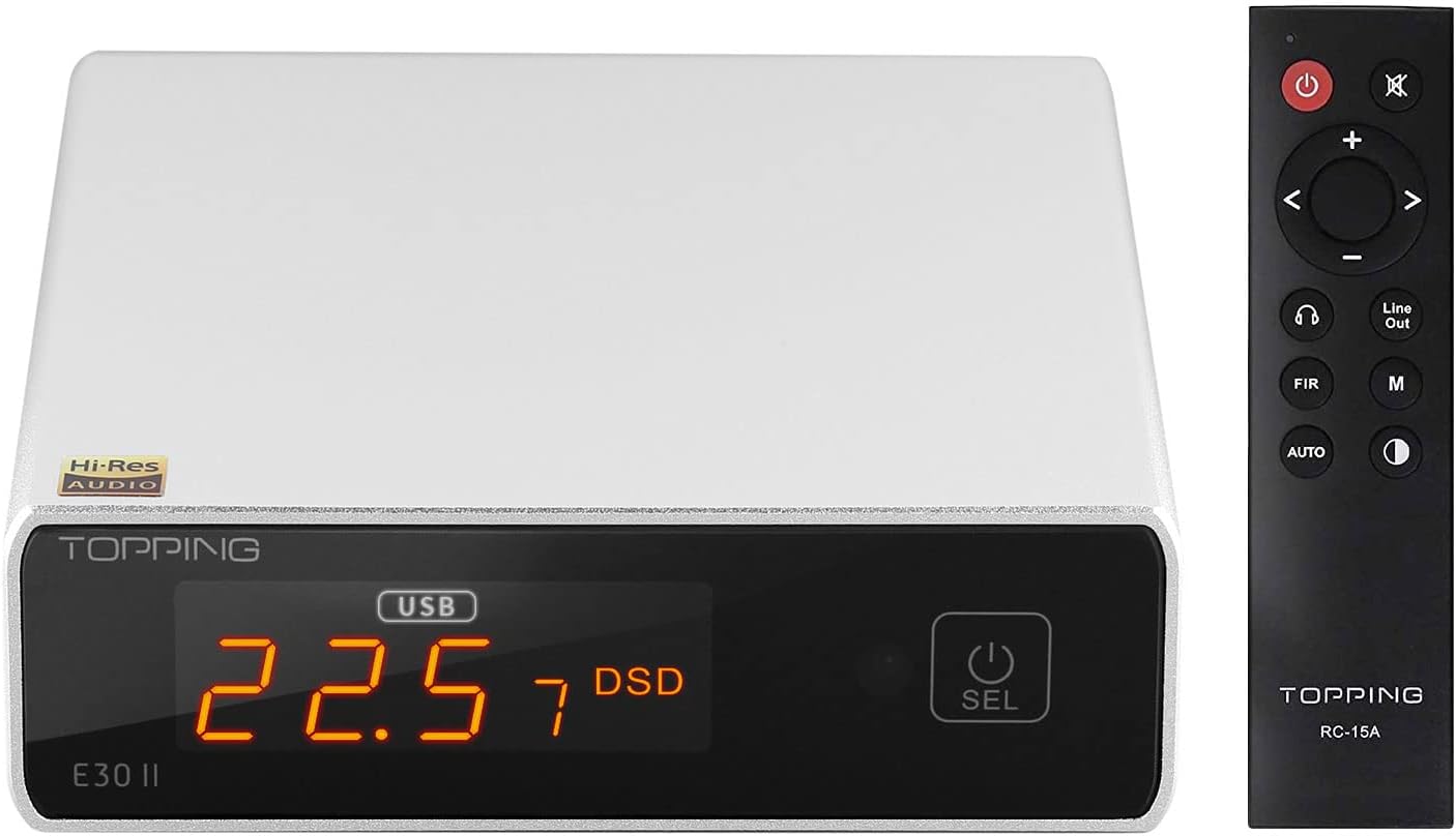 Topping E30 II HiFi DAC 2 x AK4493S تقویت کننده حالت مستقیم رمزگشایی برای ورودی های USB/Coax/Opt رسیور صوتی دیجیتال استریو PCM 32 بیتی 768 کیلوهرتز DSD512 نقره ای اصلی