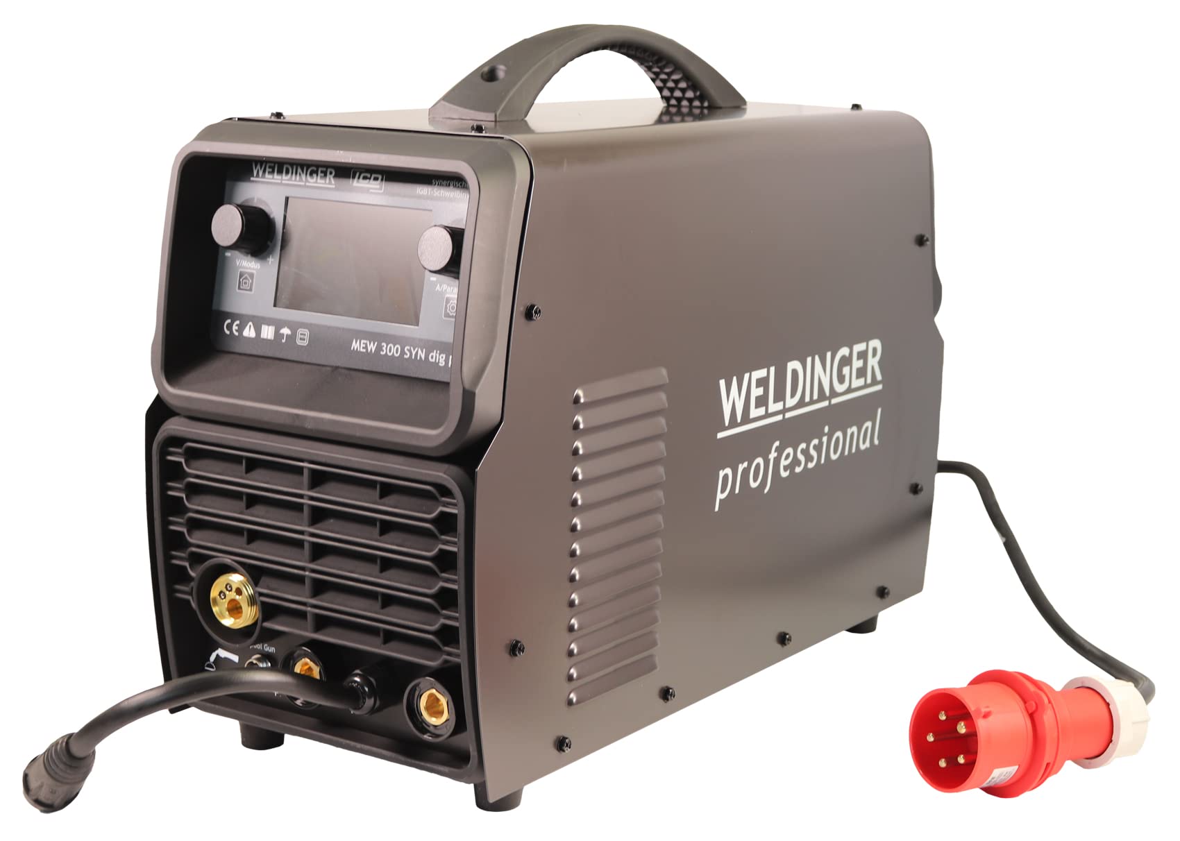 خرید از آمازون - دستگاه جوش سینرژیک MIG/MAG WELDINGER MEW 300 SYN dig pro 300 A 380 V با نمایشگر LCD TIG MMA 5 سال گارانتی 300 A (dig pro)