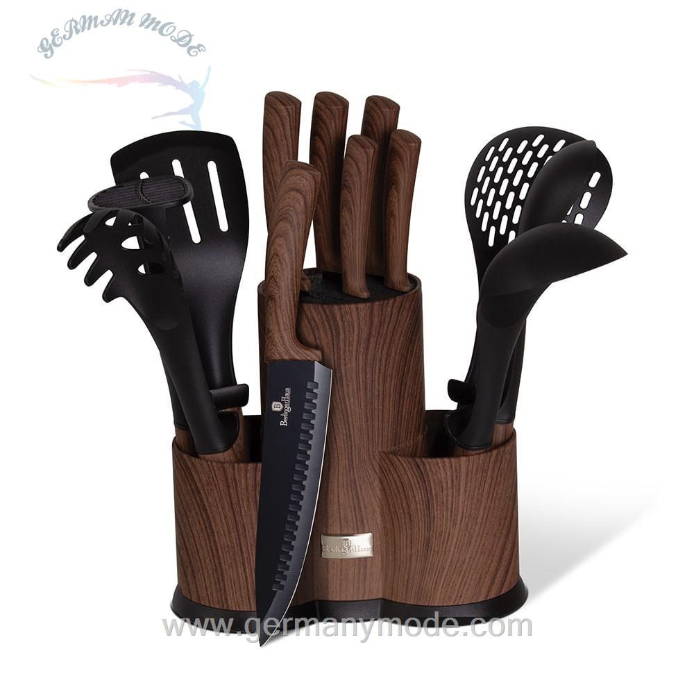 ست چاقو آشپزخانه 12 پارچه با کفیر ملاقه برلینگر هاوس مجارستان BERLINGER HAUS 12-PIECE KNIFE / KITCHEN UTENSILS SETBH/6255 ROSEWOOD COLLECTION
