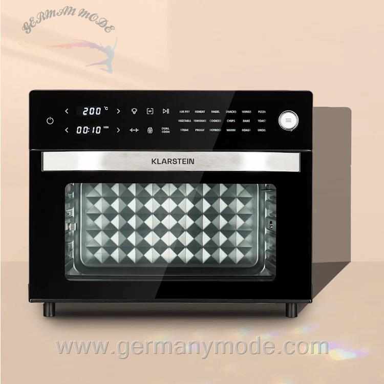 سرخ کن هوای گرم جوجه گردان دار 30 لیتری کلارشتاین آلمان Klarstein Vigor Air Heißluftfritteuse 1800 watt Schwarz