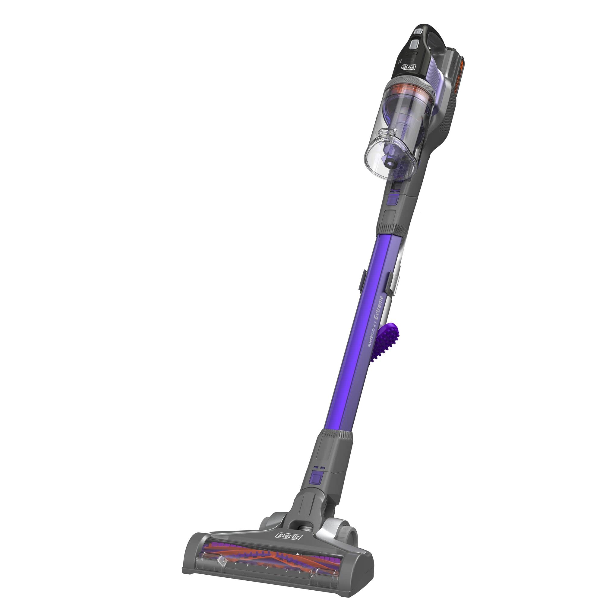 جارو شارژی بلک اند دکر آمریکا BLACK+DECKER 4in1 Pet BDPSE1815P (18V، 1.5Ah، جاروبرقی بدون کیسه و کف دستی با برس موی حیوان خانگی، شامل نازل شکاف 2 در 1، برس موی حیوان خانگی، باتری، شارژر و براکت دیواری)