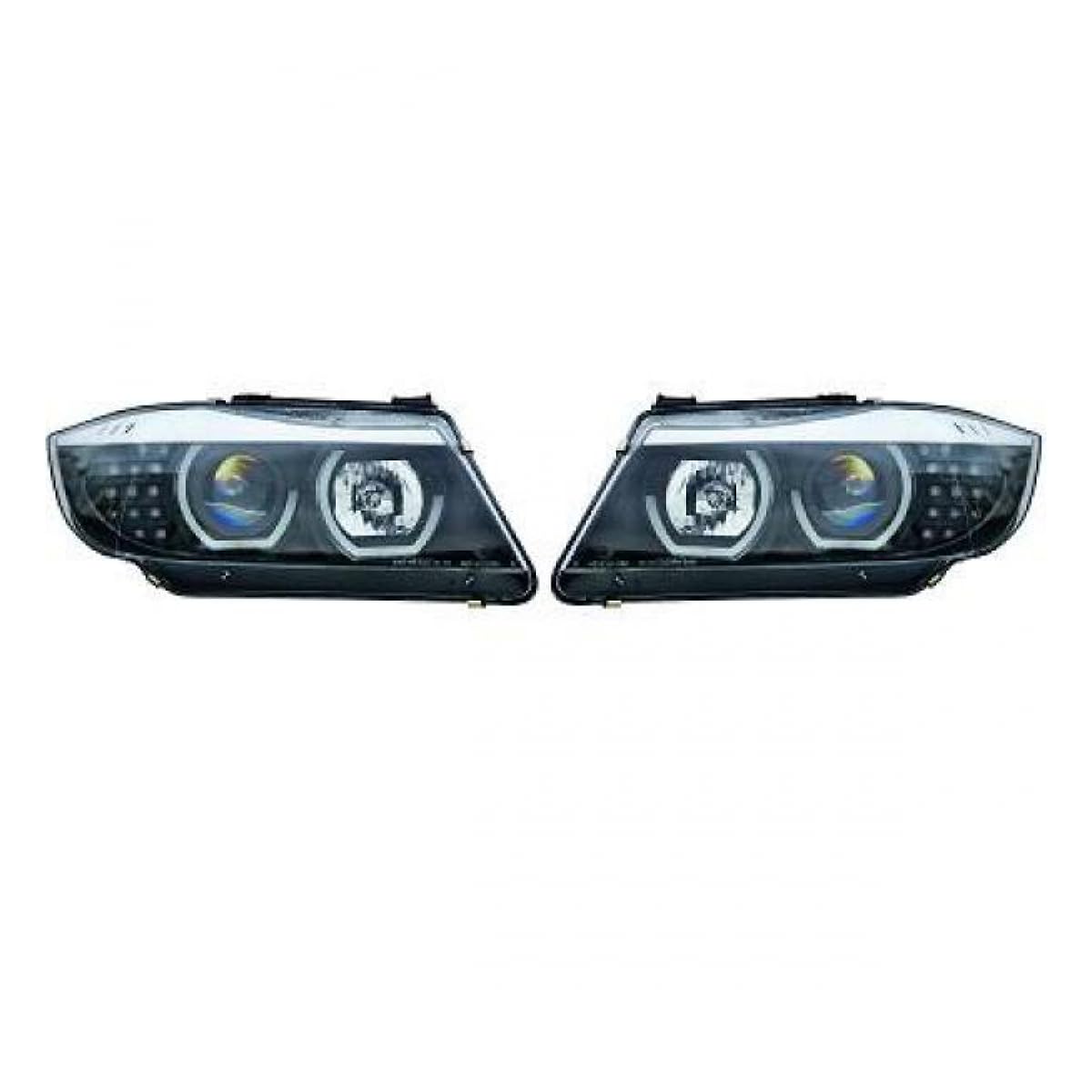 چراغ جلو خودرو DM Autoteile H7/H1 3D Angel Eyes Black Clear سازگار برای BMW E90 E91 سال 05-08 136935