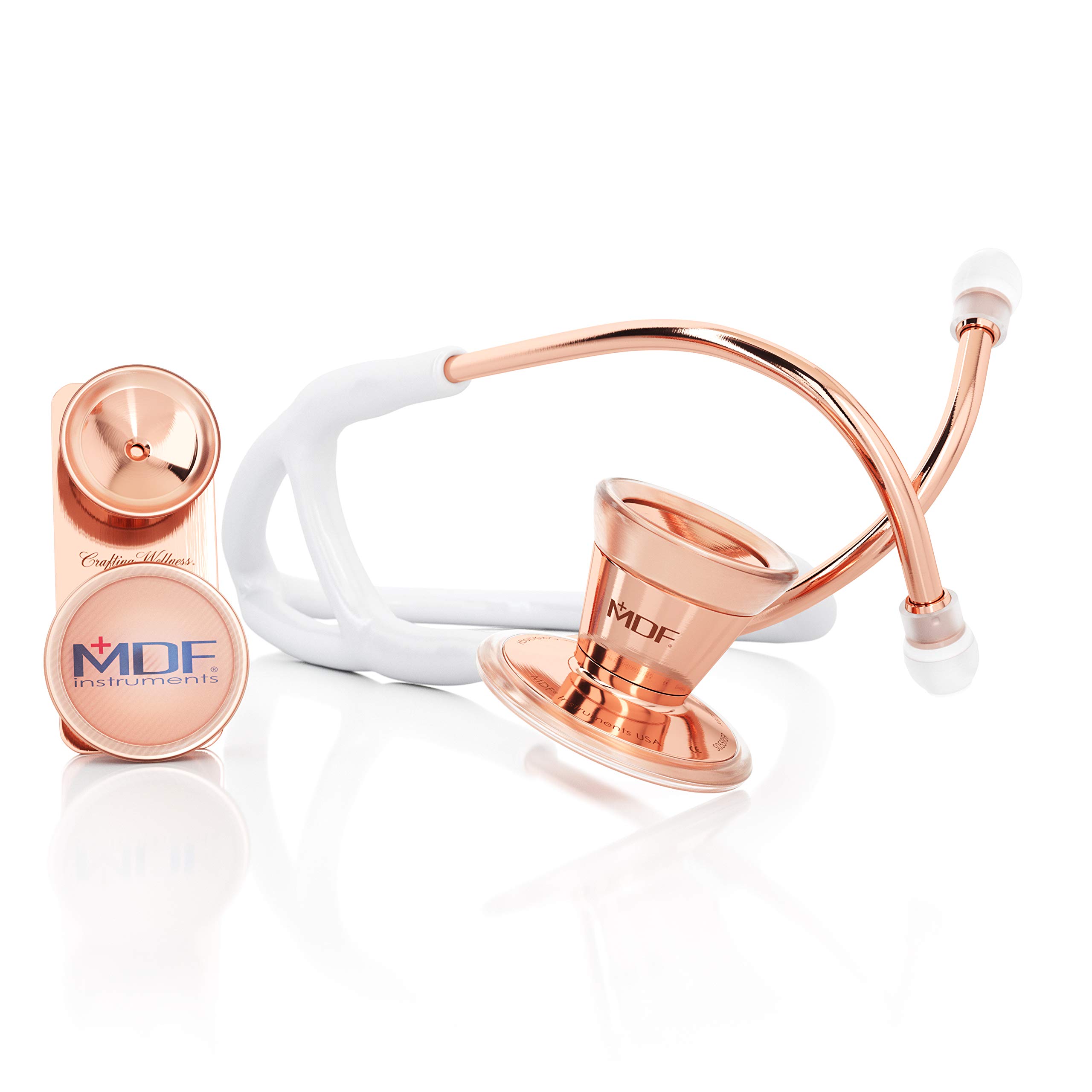 خرید از آمازون - گوشی پزشکی MDF ProCardial Core™ دو سر فولادی ضد زنگ قلب برای بزرگسالان و کودکان، قابل تبدیل به گوشی پزشکی بزرگسالان (MDF797DD) (رزگلد سفید)