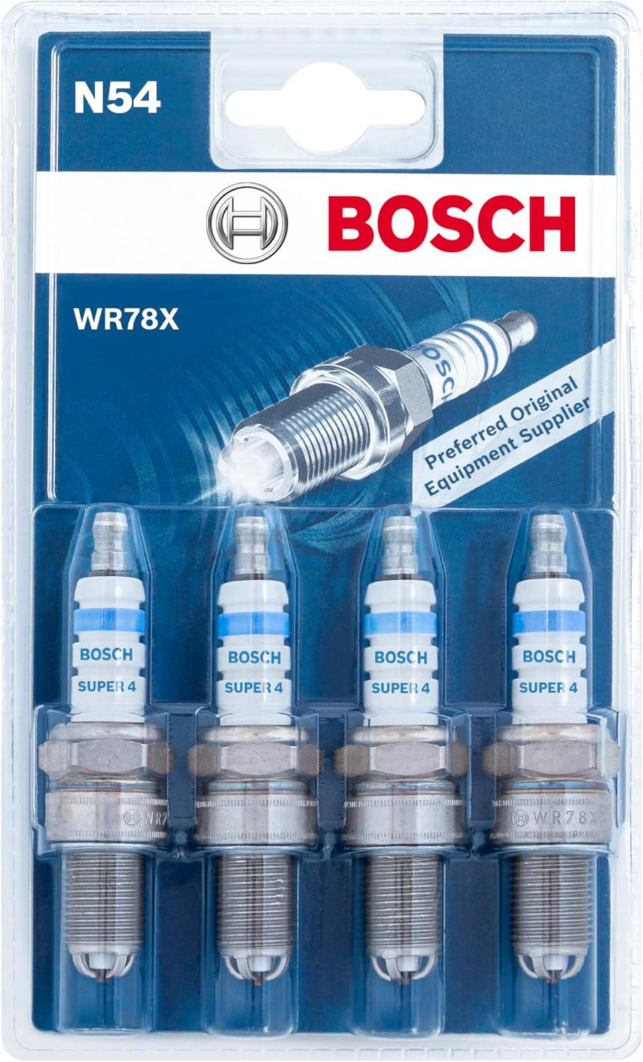ست 4 عددی شمع خودرو بوش برای عملکرد بهینه موتور خودرو Bosch Super 4 Zündkerzen WR78X (N54) Bosch Automotive WR78X (N54) - شمع سوپر 4 - مجموعه 4 تایی - مجموعه 4 عددی