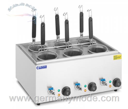دستگاه پاستاپز 6 سبد برقی صنعتی رویال کترینگ Royal Catering Nudelkocher mit 6 Körben - Temperatur: 30 - 110 °C RC-PM006
