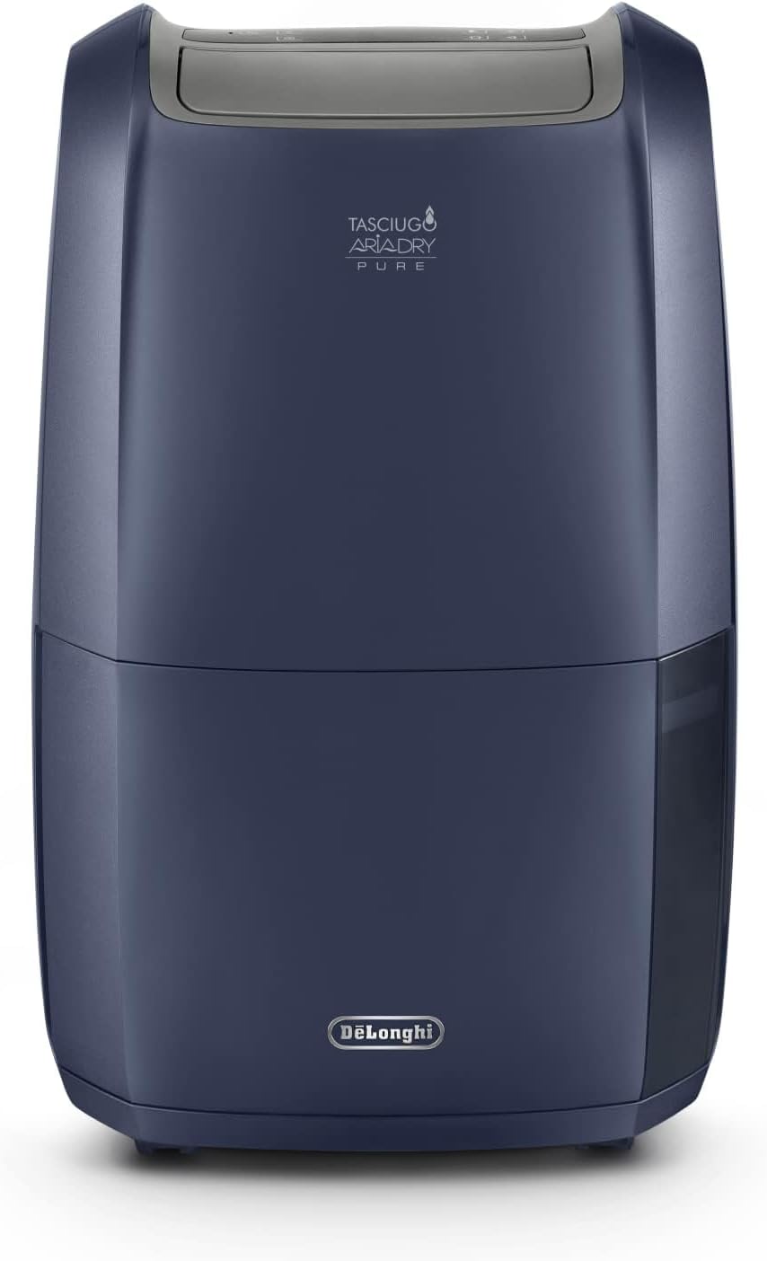 تصفیه هوا رطوبت گیر دلونگی ایتالیا DeLonghi Tasciugo Ariadry Pure DDSX220WF رطوبت گیر برقی اتاق و دستگاه تصفیه هوا با برنامه کنترل و عملکرد لباسشویی، مناسب برای مبتلایان به آلرژی، سازگار با محیط زیست، آبی، رطوبت گیر آبی 21 لیتری