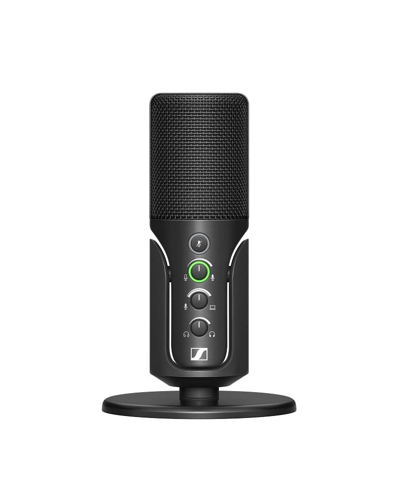 خرید از آمازون - میکروفن یو‌اس‌بی پروفایل سنهایزر با سه پایه رومیزی - طراحی Plug & Play، ایده‌آل برای پادکست و پخش جریانی، کپسول خازنی کاردیوئید، کابل USB-C 1.2 متری - میکروفون USB تک نمایه (700065) با سه پایه رومیزی