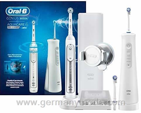 ست دستگاه پیشرفته پاکسازی بین دندان و مسواک برقی اورال بی آمریکا Oral-B Genius 8000 8000N white + Aquacare 6 Pro Expert