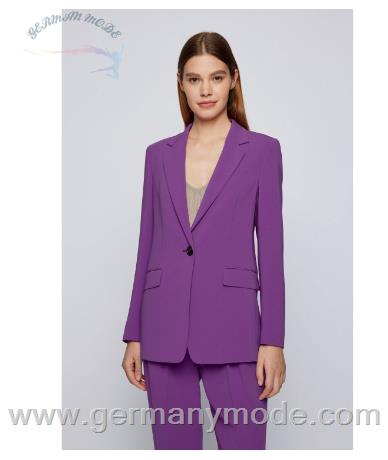 کت تک زنانه هوگو باس آلمان Hugo Boss Relaxed-fit jacket in crease-resistant Japanese crepe - Jocalua8 50457442 Lila