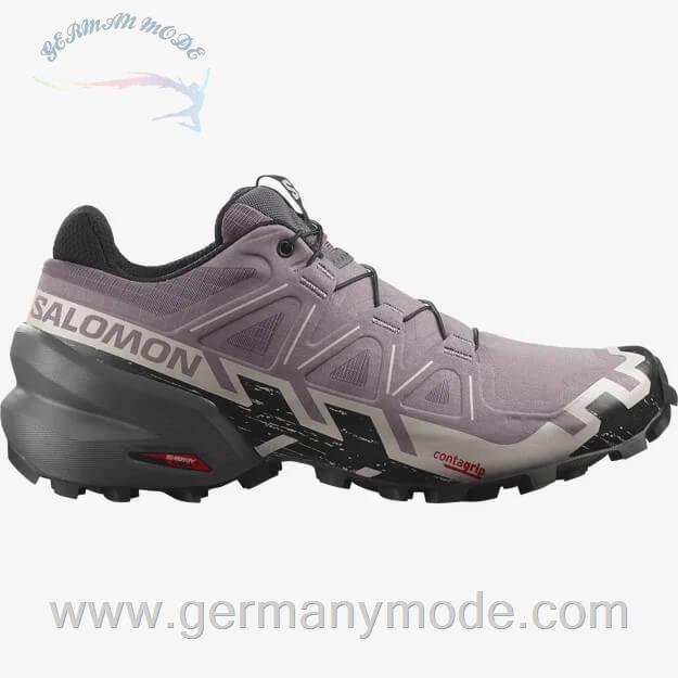 کتانی تریل رانینگ دو کوهستان زنانه سالامون فرانسه SALOMON SPEEDCROSS 6 WIDE Trailrunning Schuhe Damen Moonscape Black Ashes Of Roses