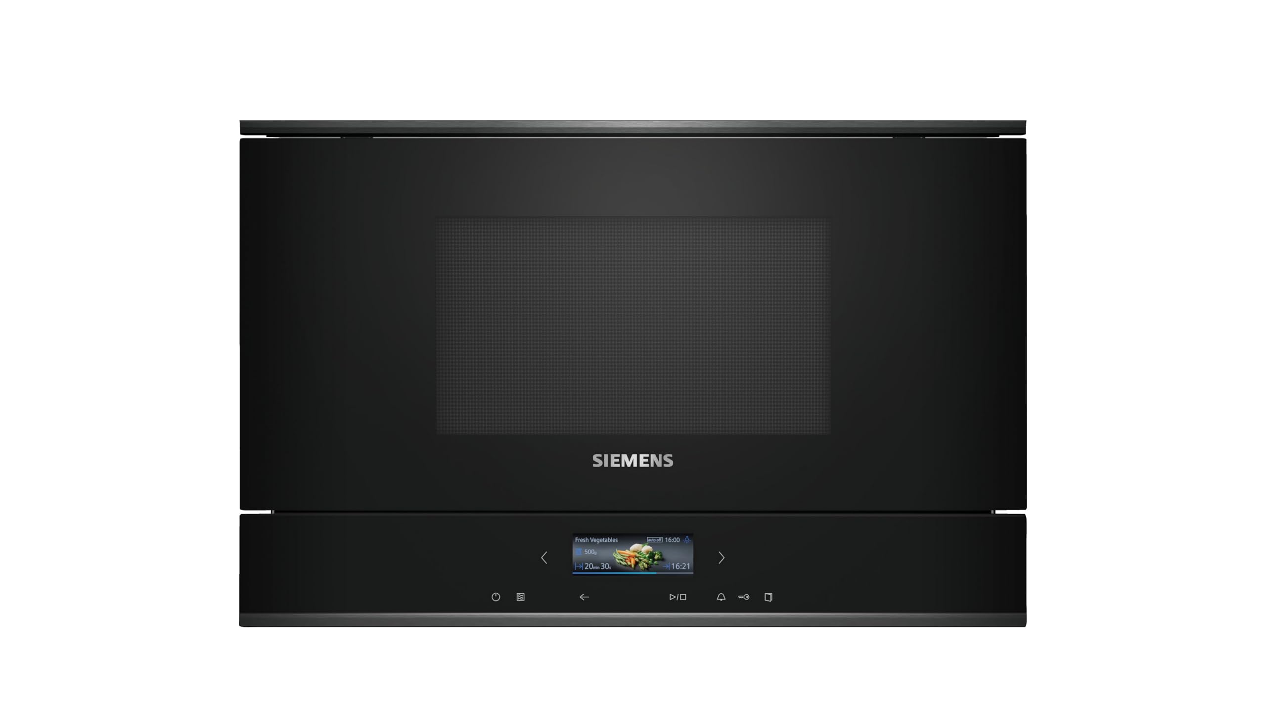 مایکروویو توکار زیمنس BF722L1B1 iQ700، cookControl7 - برنامه‌های خودکار، humidClean Plus - تمیز کردن داخلی، ایده‌آل برای نصب در ارتفاع بالا، درب گردان از کنار، مشکی