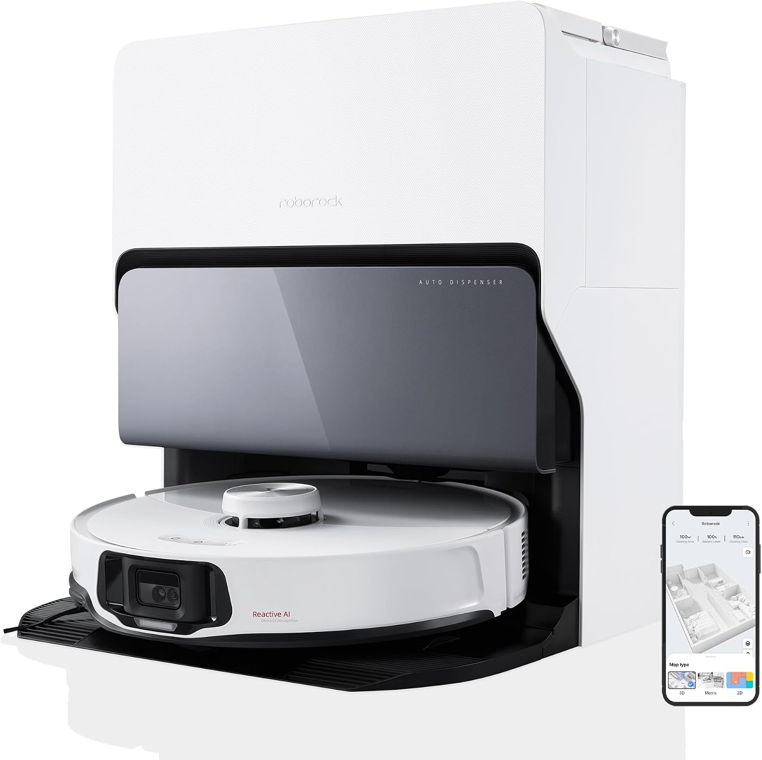 ربات جاروبرقی Roborock S8 MaxV Ultra با عملکرد پاک کردن و دستشویی بالابر، تمیز کردن جامع به لطف برس جانبی قابل افزایش، شستشوی 10000 پاسکال، شستشو با آب داغ 60 درجه سانتی گراد، داک همه کاره