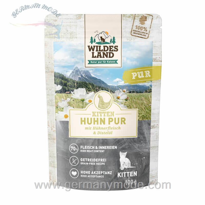 غذا مرطوب بچه گربه خالص وایلد آلمان WILDES LAND PUR Kitten 12x100g Huhn Pur