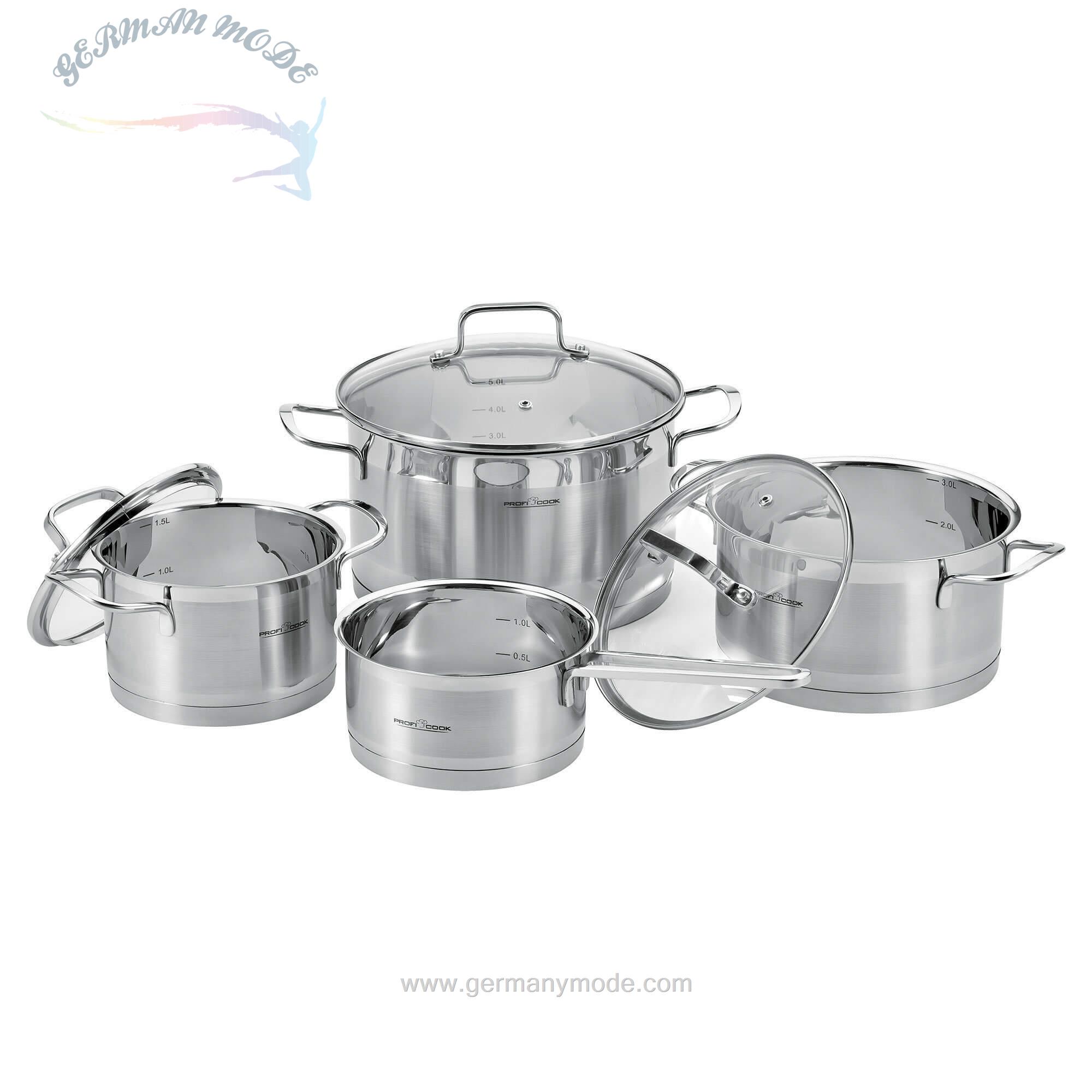 سرویس قابلمه ۷ پارچه پروفی کوک آلمان ProfiCook Topf-Set -PC-KTS 1224- Außen semi satiniert
