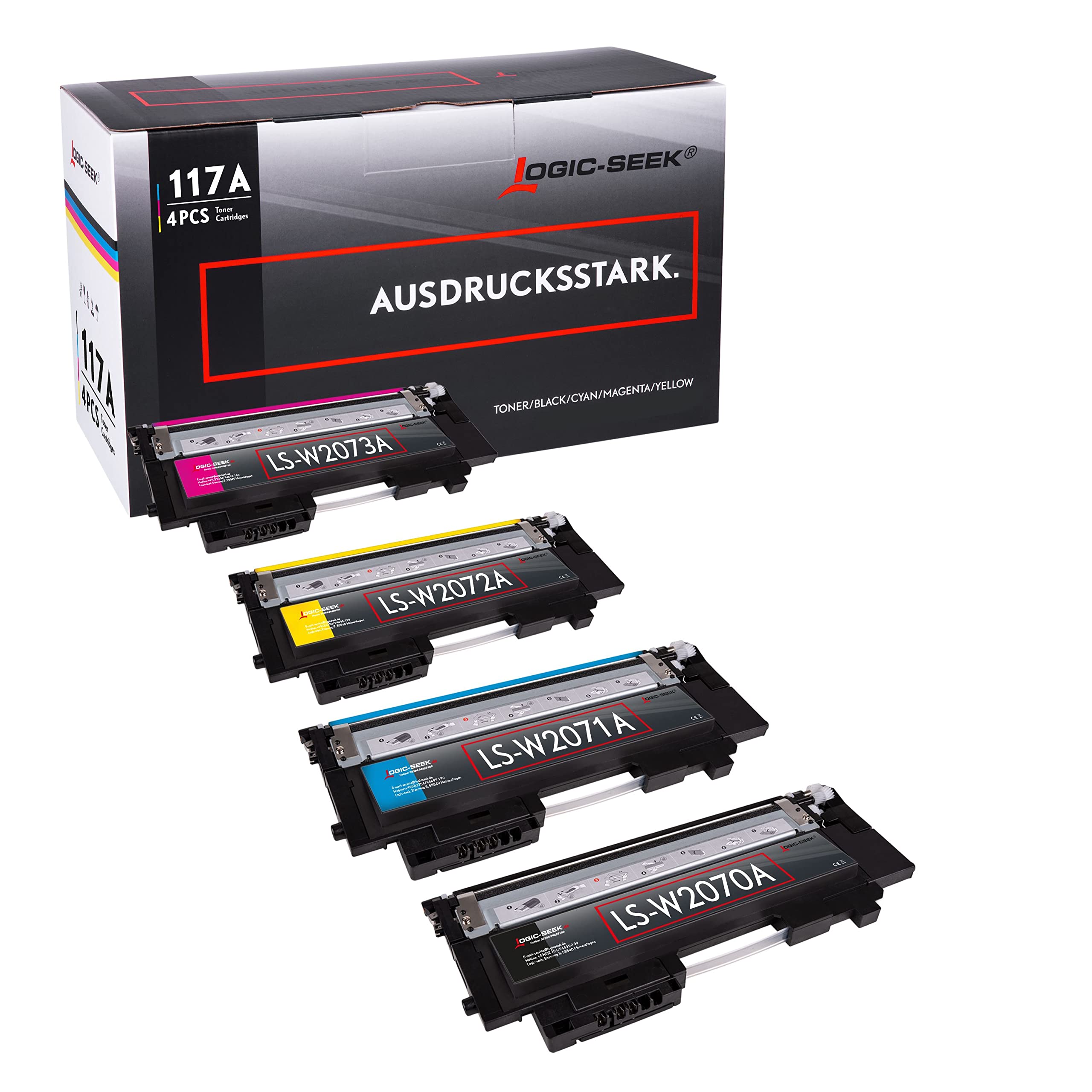 خرید از آمازون - تونر Logic-Seek 4 117A سازگار با HP 117A W2070A W2071A W2072A W2073A (مشکی، فیروزه ای، سرخابی، زرد) در مجموعه ای برای HP Color Laser 150a 150nw 178nwg 179fwg