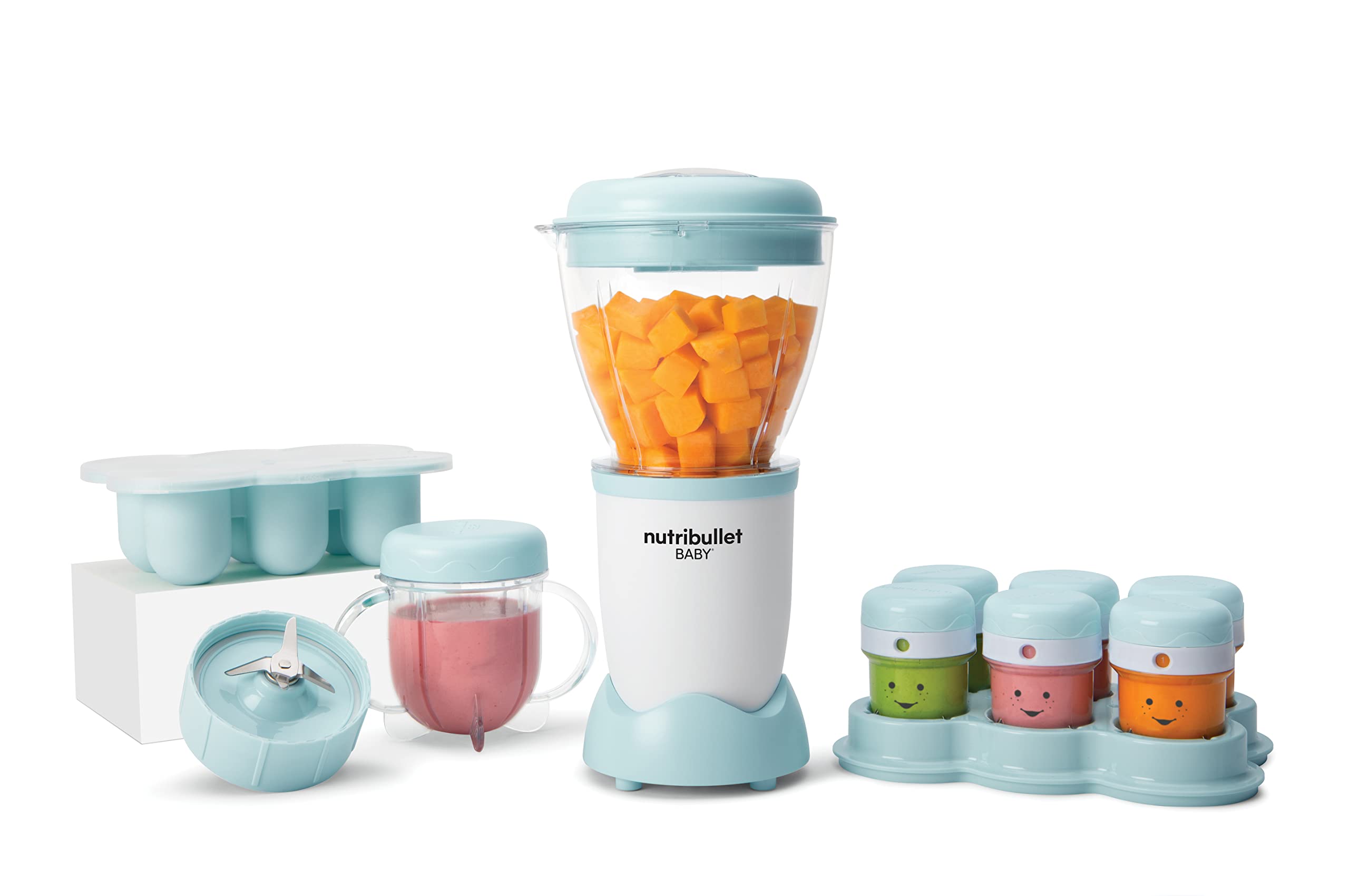 مخلوط کن غذای کودک نوتری‌ بولت آمریکا Nutribullet Baby، مخلوط کن برقی، قدرت 200 وات، 6 شیشه، کاسه فریزر، مخلوط کن کودک نقره ای