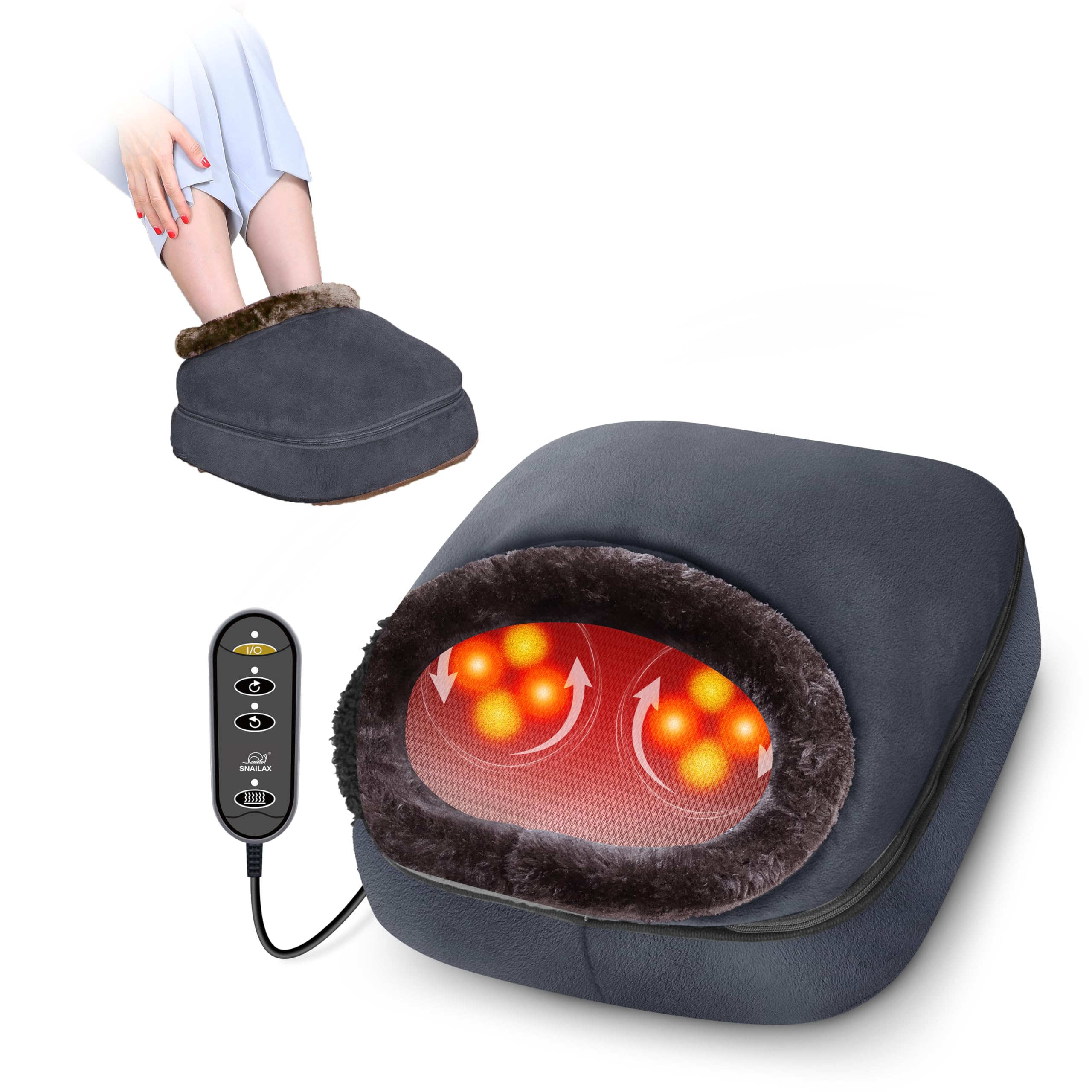 خرید از آمازون - ماساژور پا و پشت شیاتسو Snailax 2-in-1 with Heat - ماساژور کف خمیری با پد گرم کننده، بالشتک ماساژ پشت یا گرم کننده پا، ماساژورهای کمر، ساق پا، پا، Relief Grey