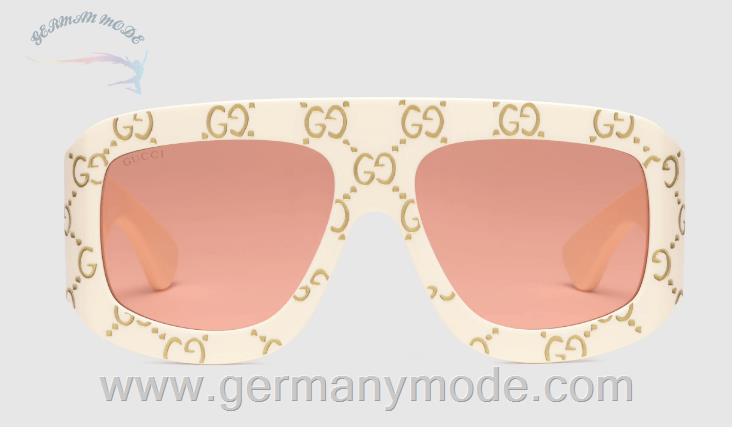عینک آفتابی زنانه و مردانه گوچی ایتالیا GUCCI Sonnenbrille mit rechteckigem Rahmen und GG ‎663775 J0740 9279