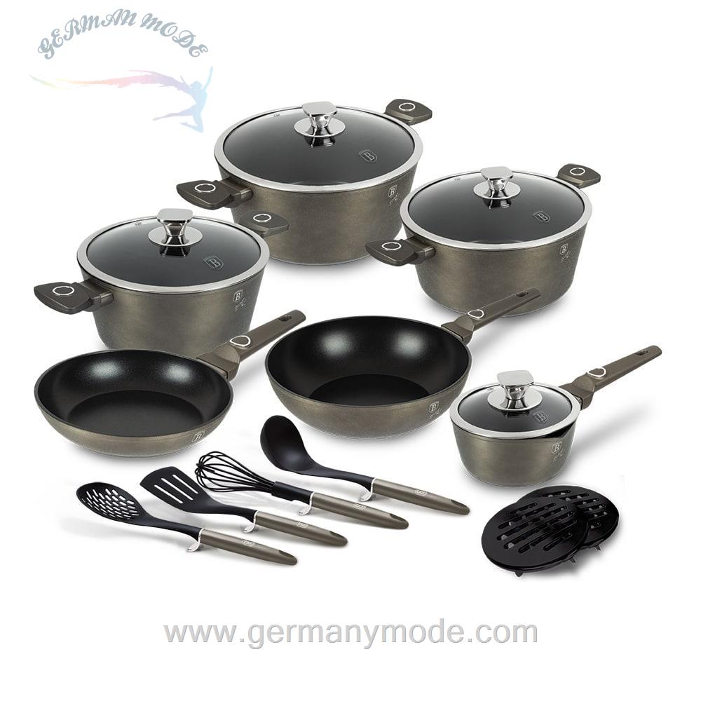 سرویس قابلمه کفگیر ملاقه 15 پارچه کریستال برلینگر هاوس مجارستان BerlingerHaus 15-PIECE COOKWARE SET BH/7167 CRYSTAL COLLECTION