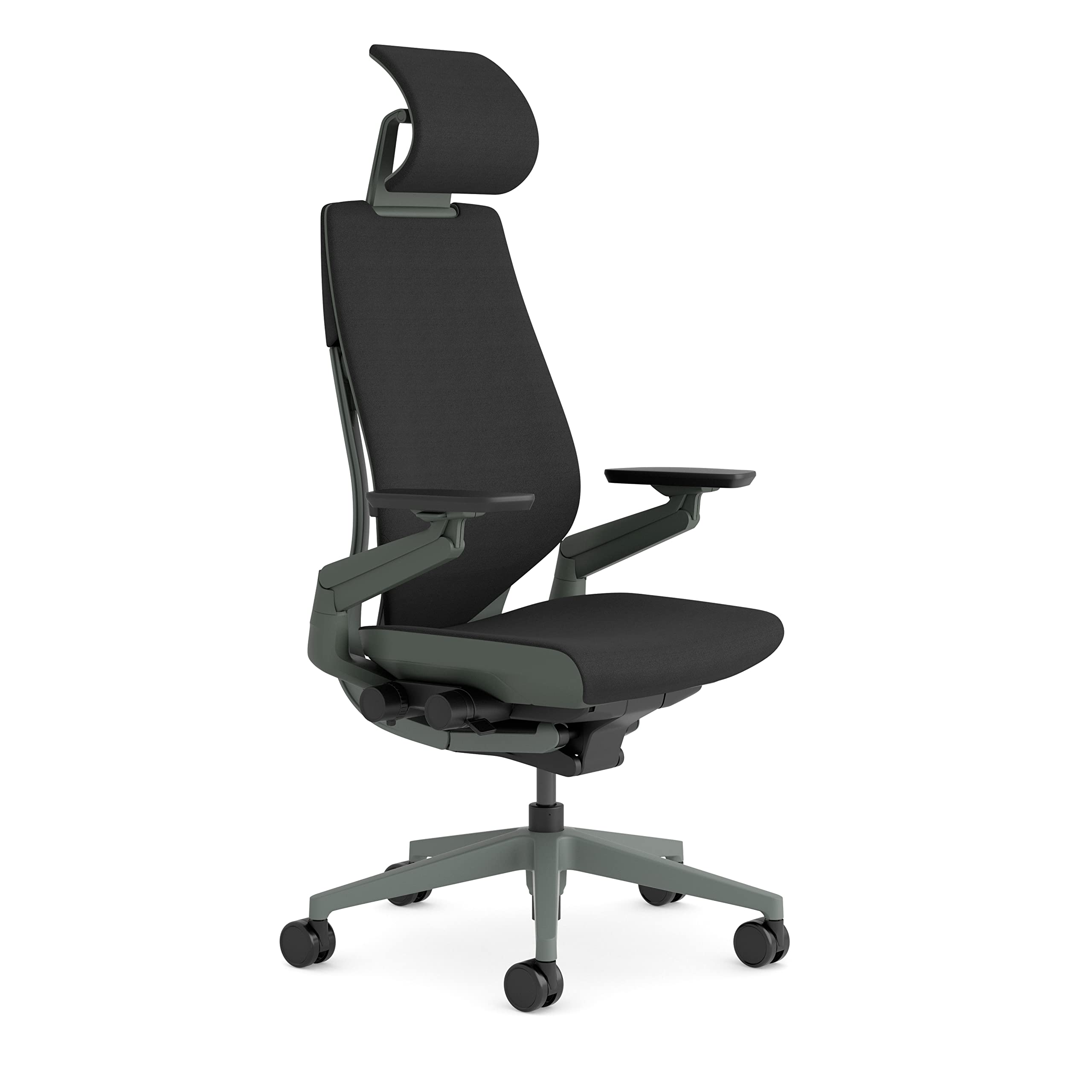 خرید از آمازون - Steelcase Gesture صندلی اداری و گیمینگ ارگونومیک با قابلیت تنظیم ارتفاع با تکیه گاه کمری و تکیه گاه قابل تنظیم، روکش راحت در Onyx + زیرسری قابل تنظیم Onyx Black با پشت سر