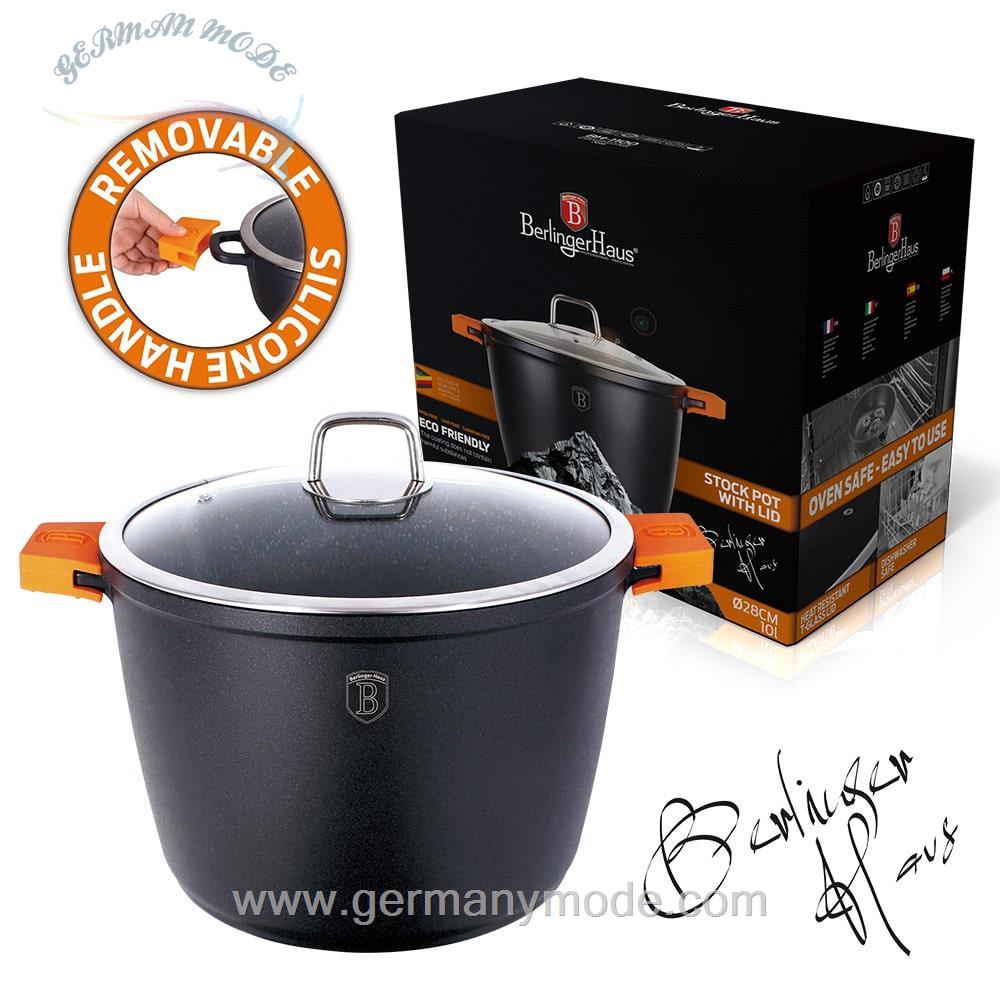قابلمه گرانیت 24 سانت درب دار برلینگر هاوس مجارستان BerlingerHaus STOCK POT 24 CM BERLINGER HAUS BH/1100N GRANITE DIAMOND LINE