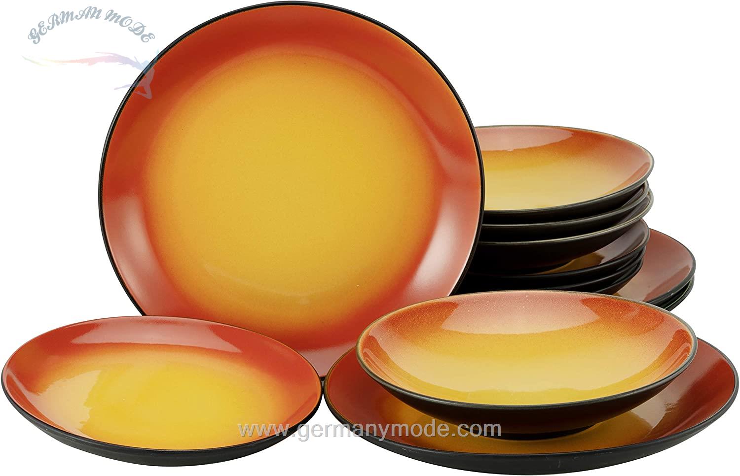 سرویس غذاخوری سرامیک 12 پارچه 4 نفره کراتیبل CreaTable, 20209 Hot Red Series Crockery Set 12 Pieces